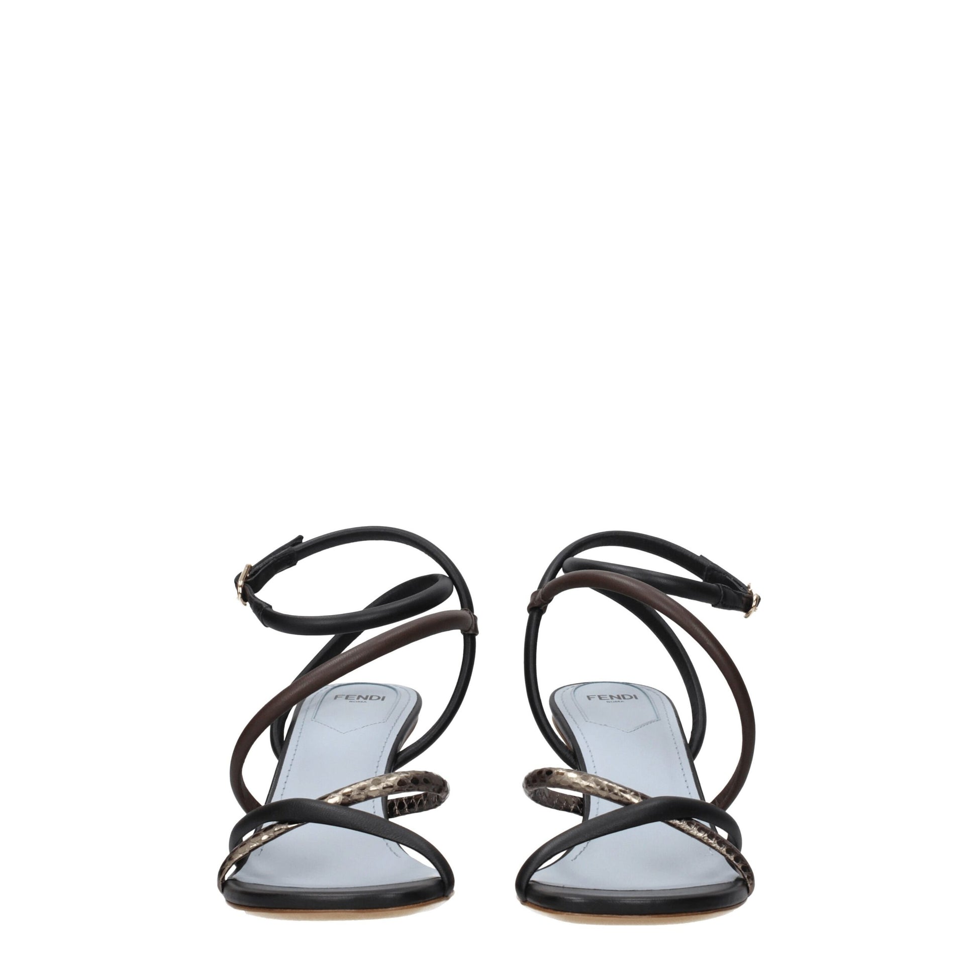 Sandales plates en cuir multicolore Fendi