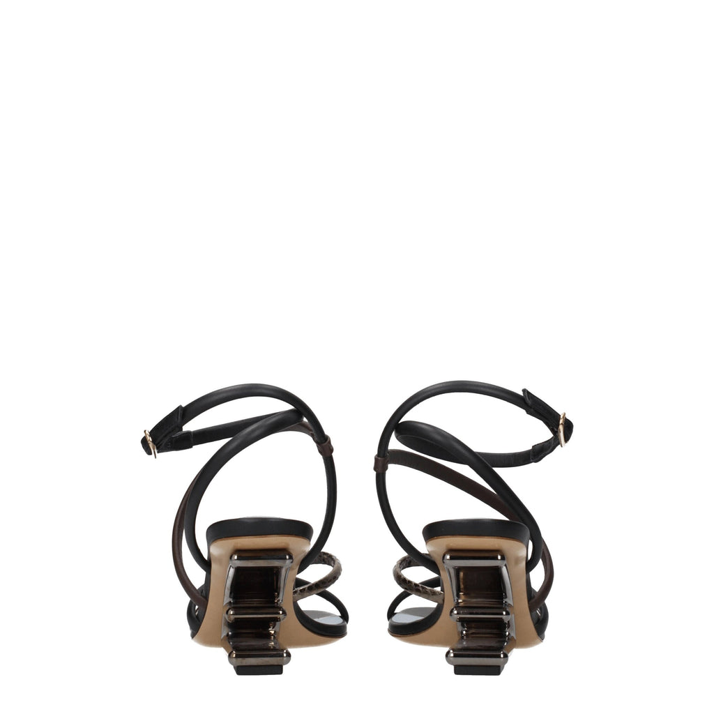Sandales plates en cuir multicolore Fendi