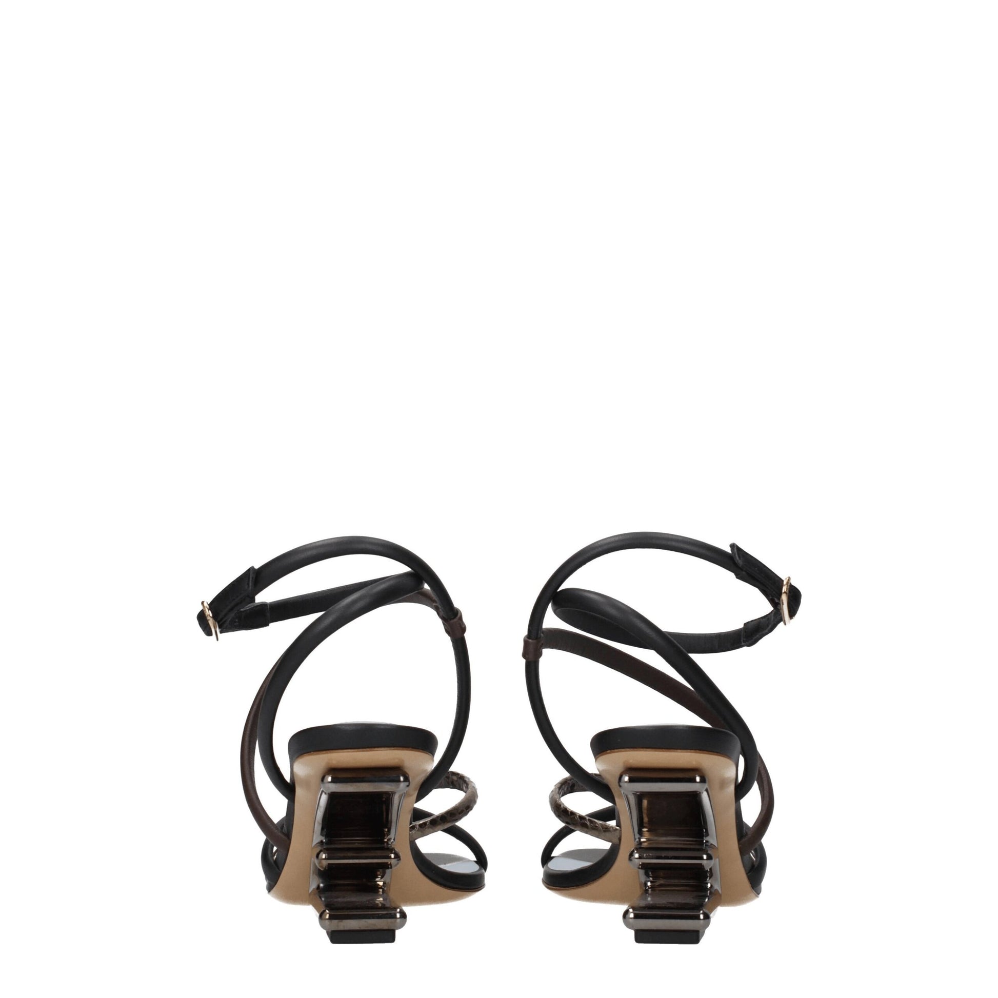 Sandales plates en cuir multicolore Fendi