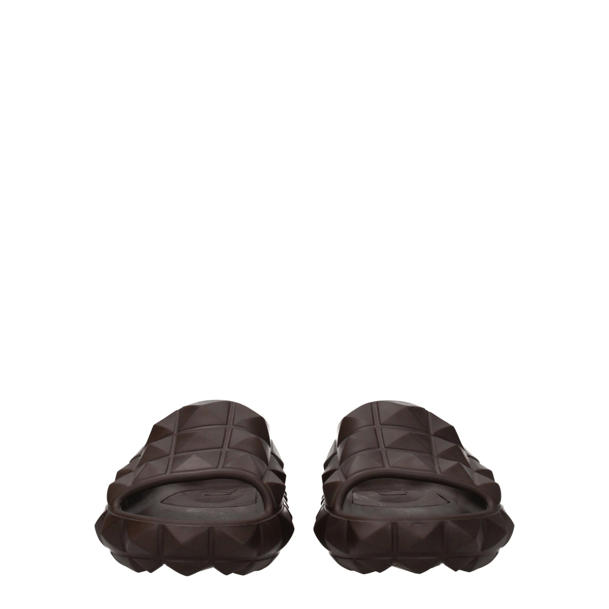 Sandales chaussons en coton marron Valentino Garavani