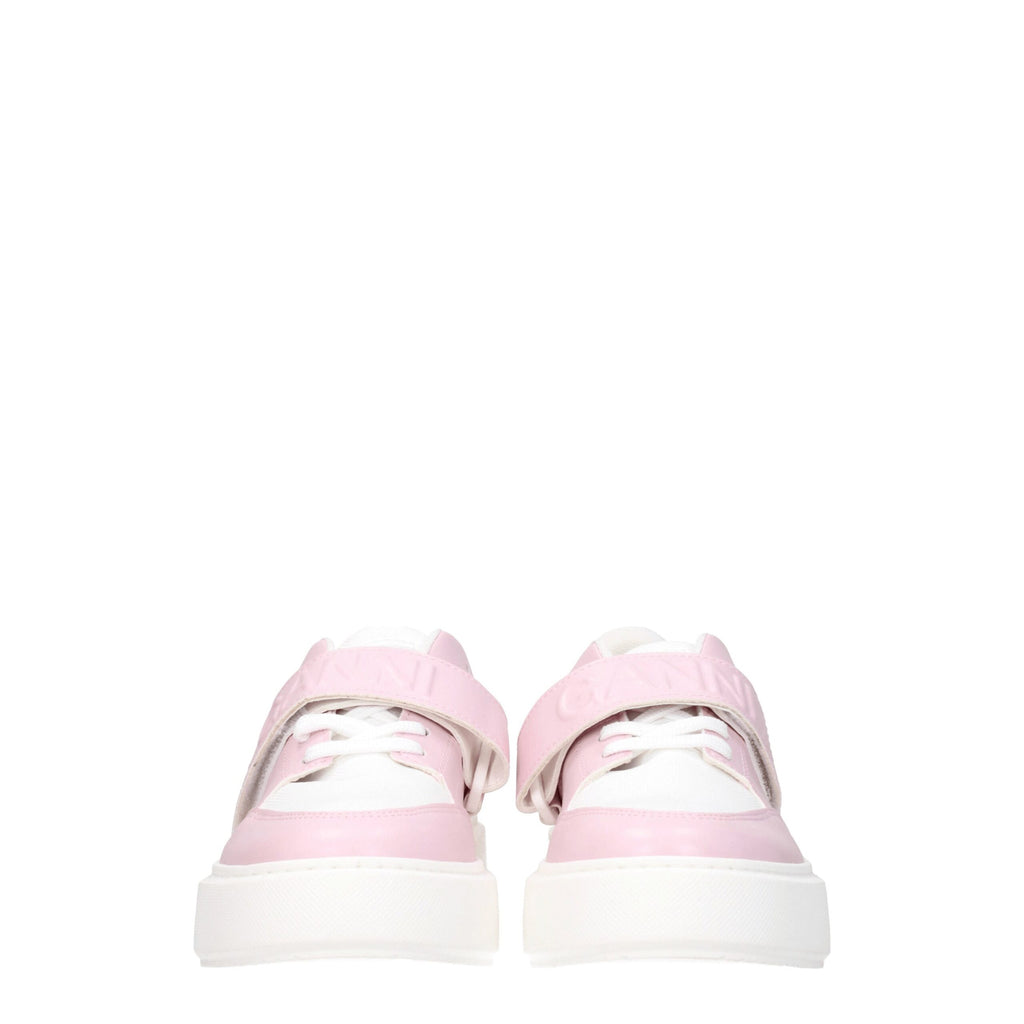 Baskets basses en cuir rose Ganni