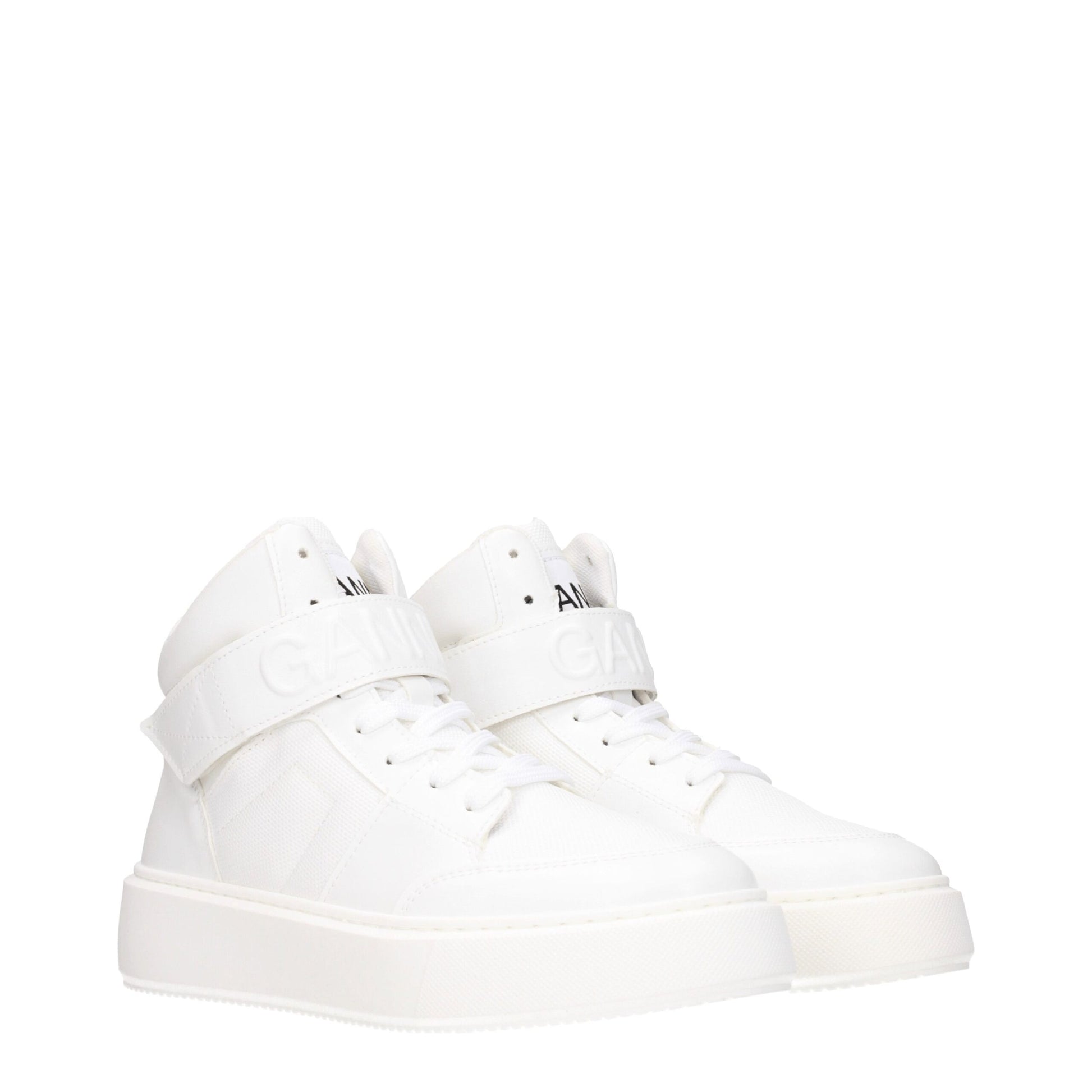 Baskets montantes en cuir blanc Ganni