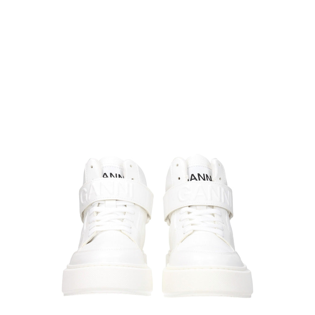 Baskets montantes en cuir blanc Ganni