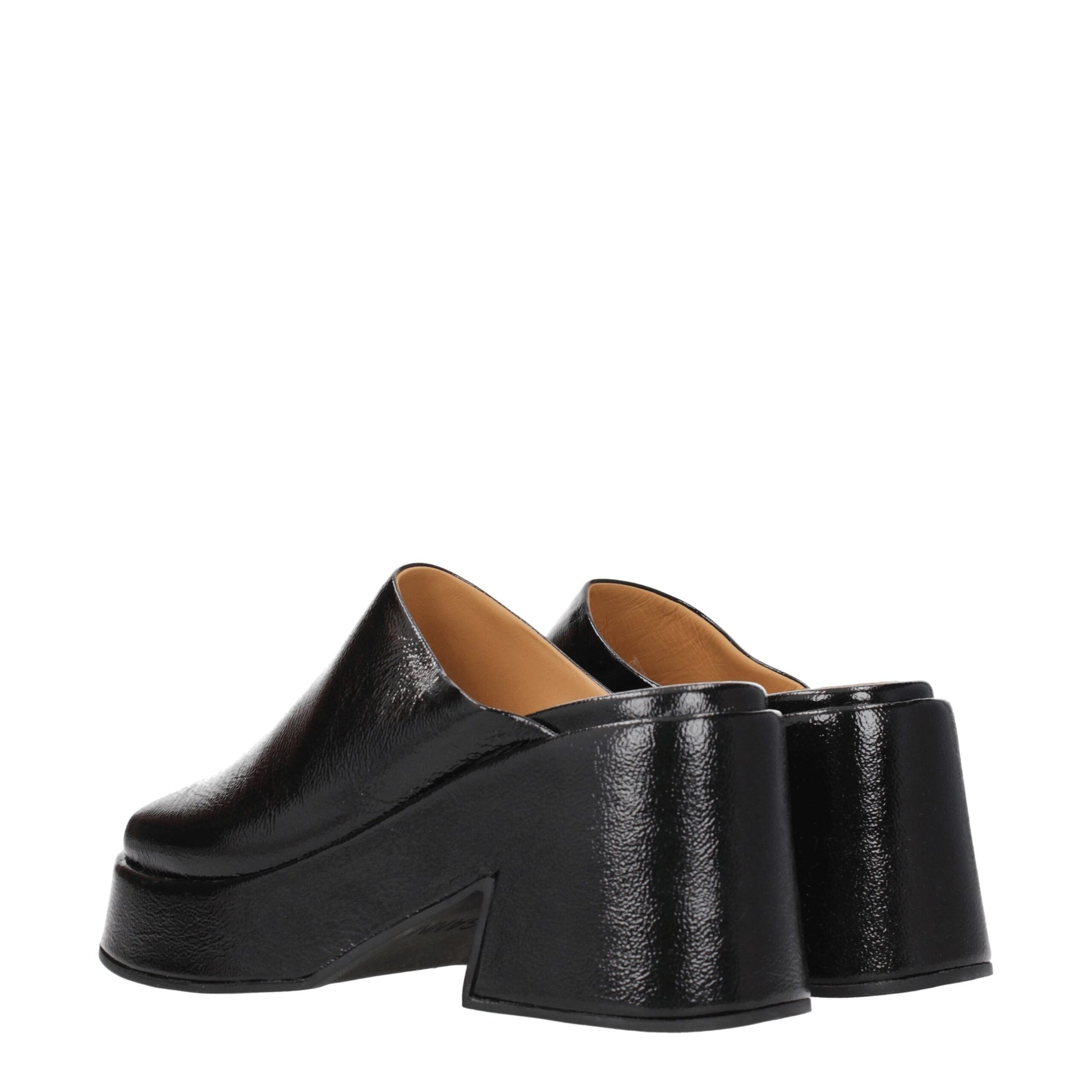 Sandales chaussons en cuir noir Ganni