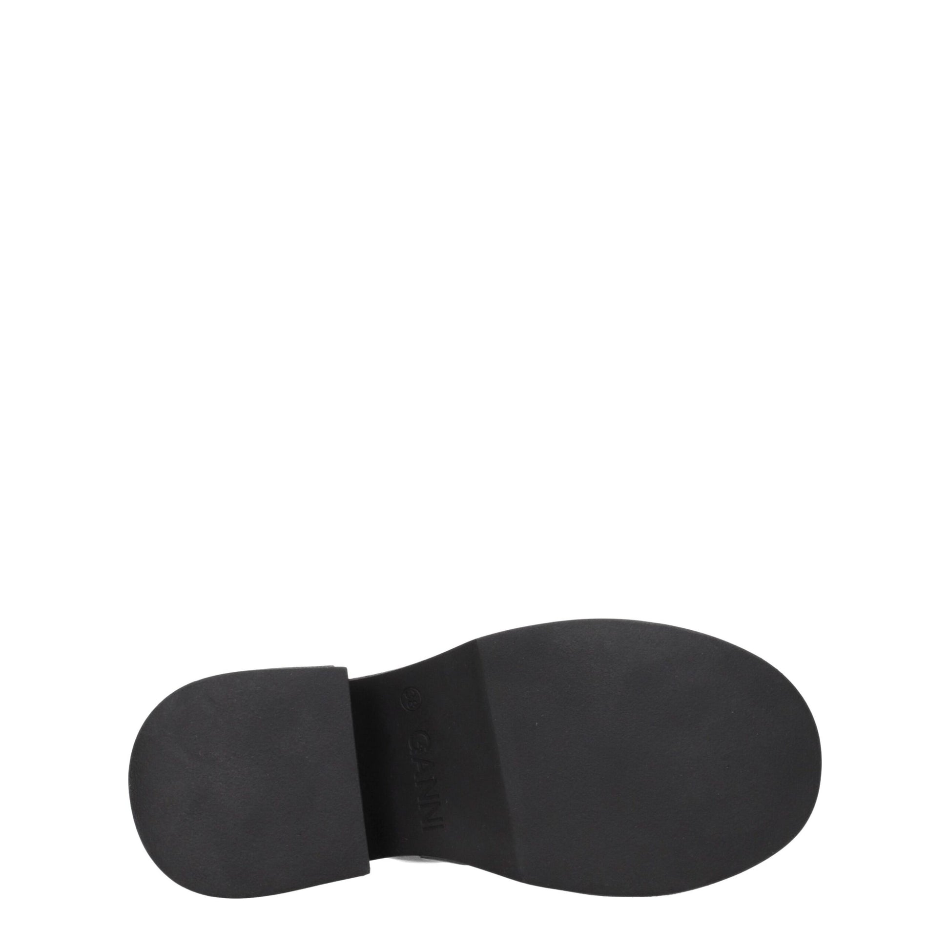 Sandales chaussons en cuir noir Ganni