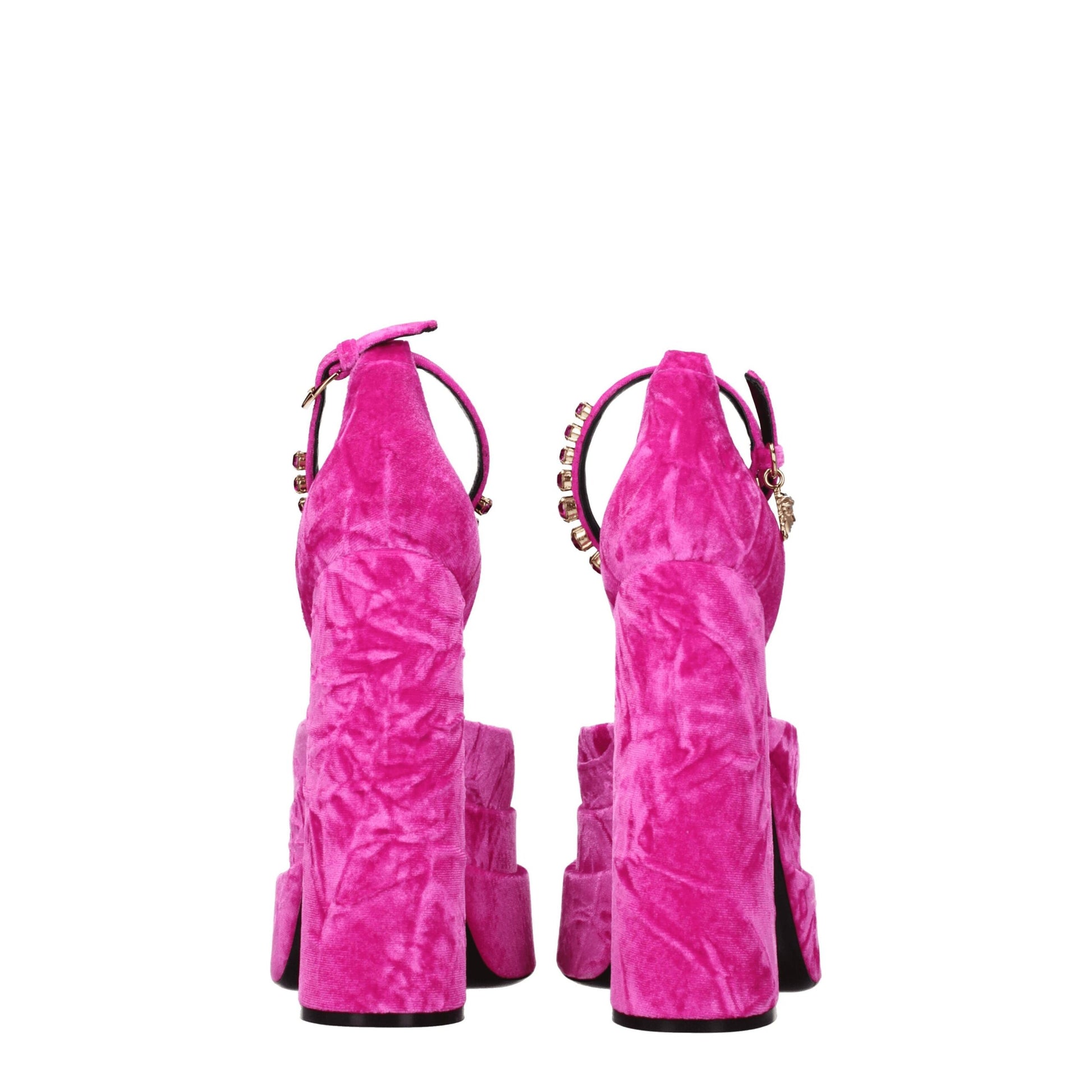 Plateformes en velours rose Versace