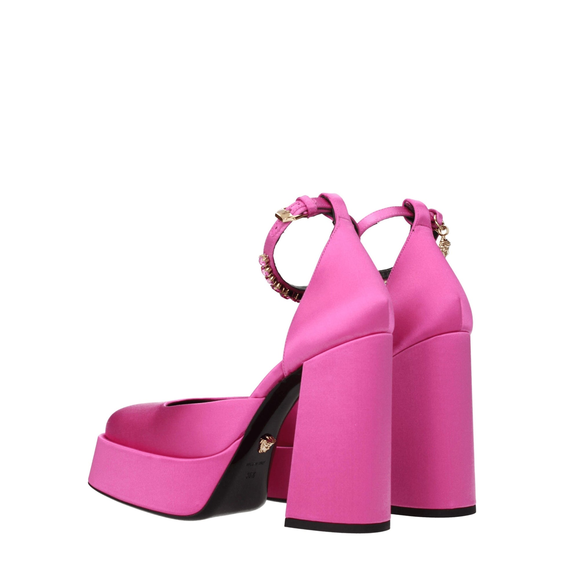 Escarpins à plateforme en satin rose Versace