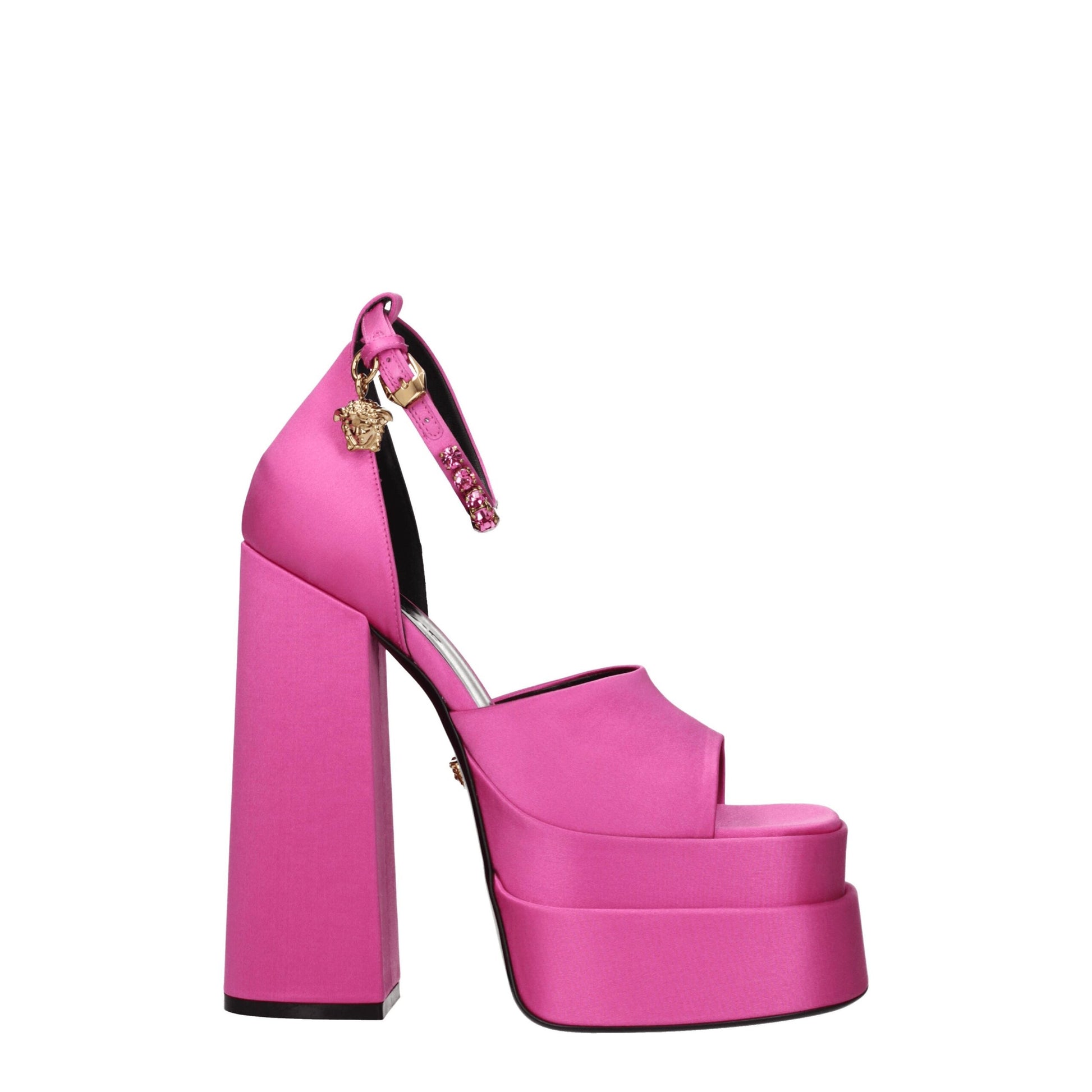 Plateformes en satin rose Versace