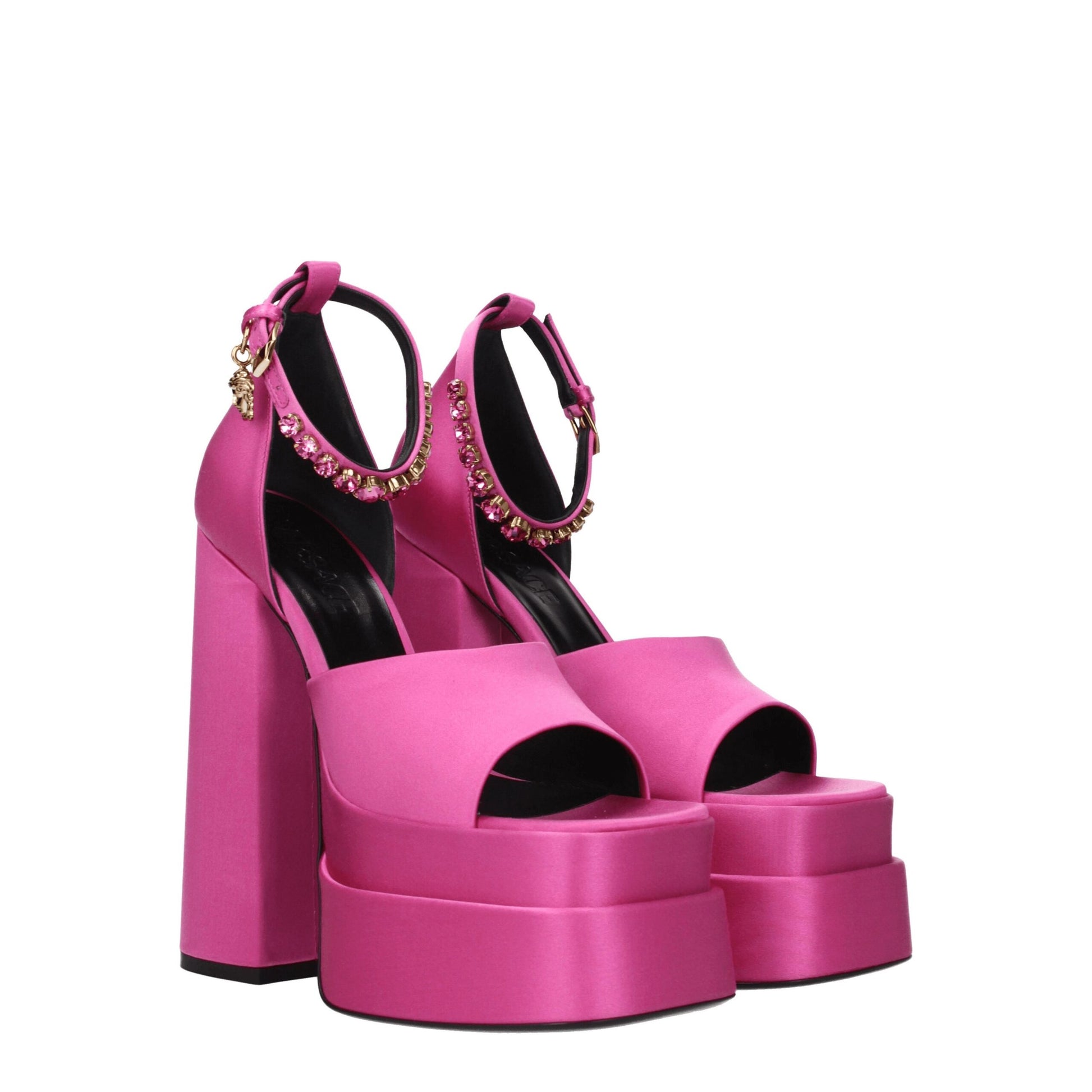 Plateformes en satin rose Versace