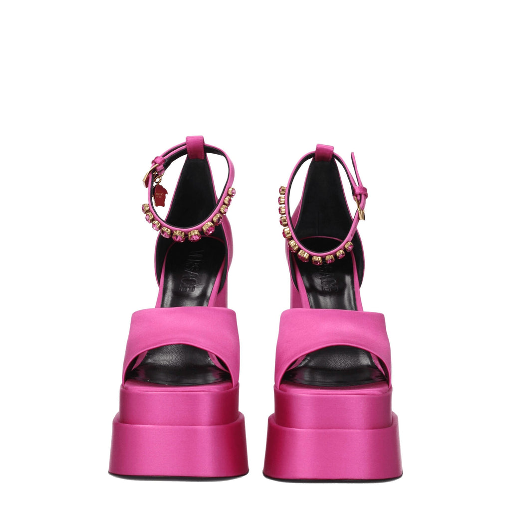 Plateformes en satin rose Versace