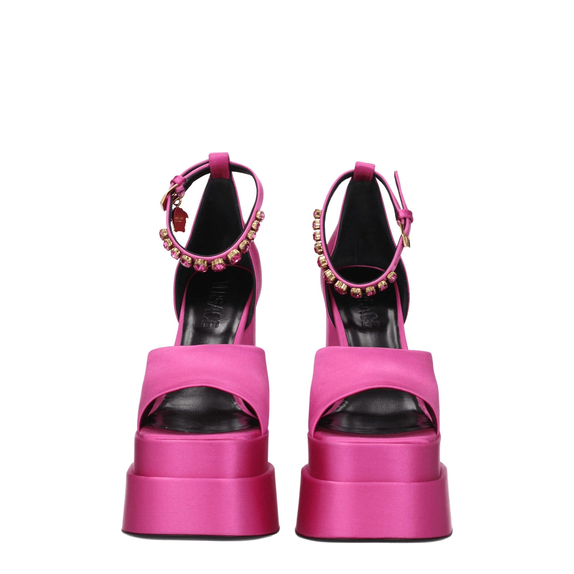 Plateformes en satin rose Versace
