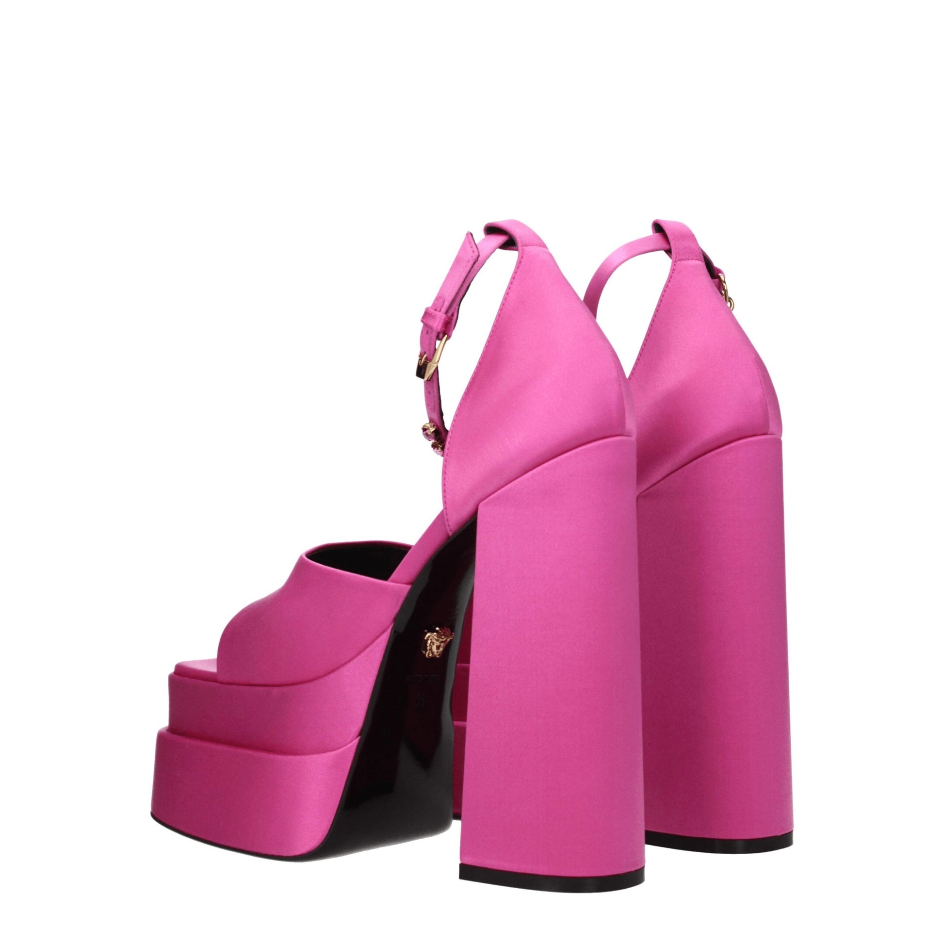 Plateformes en satin rose Versace