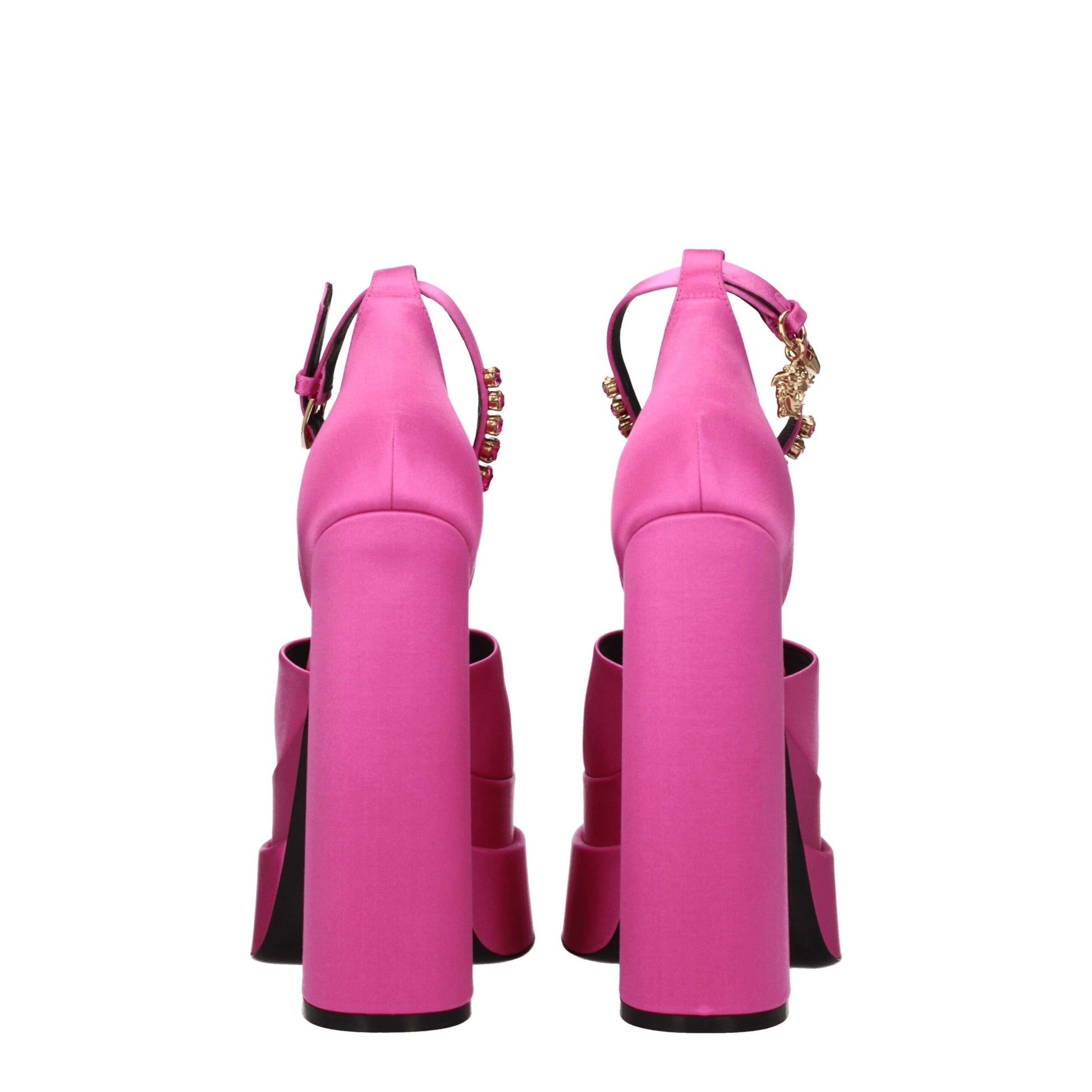 Plateformes en satin rose Versace