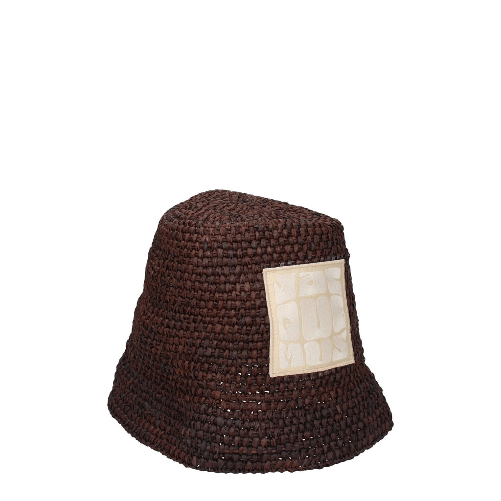 Chapeaux bobs en raphia marron Jacquemus