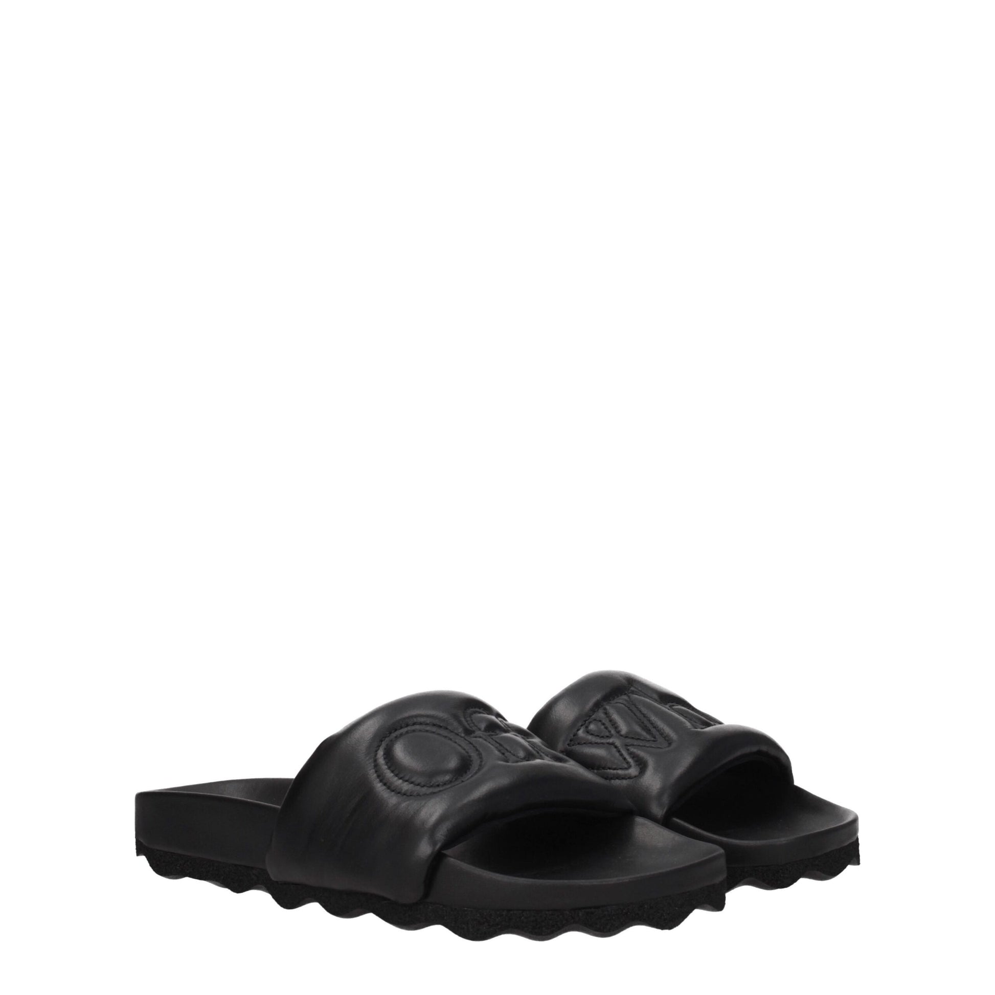 Sandales chaussons en cuir noir Off-White