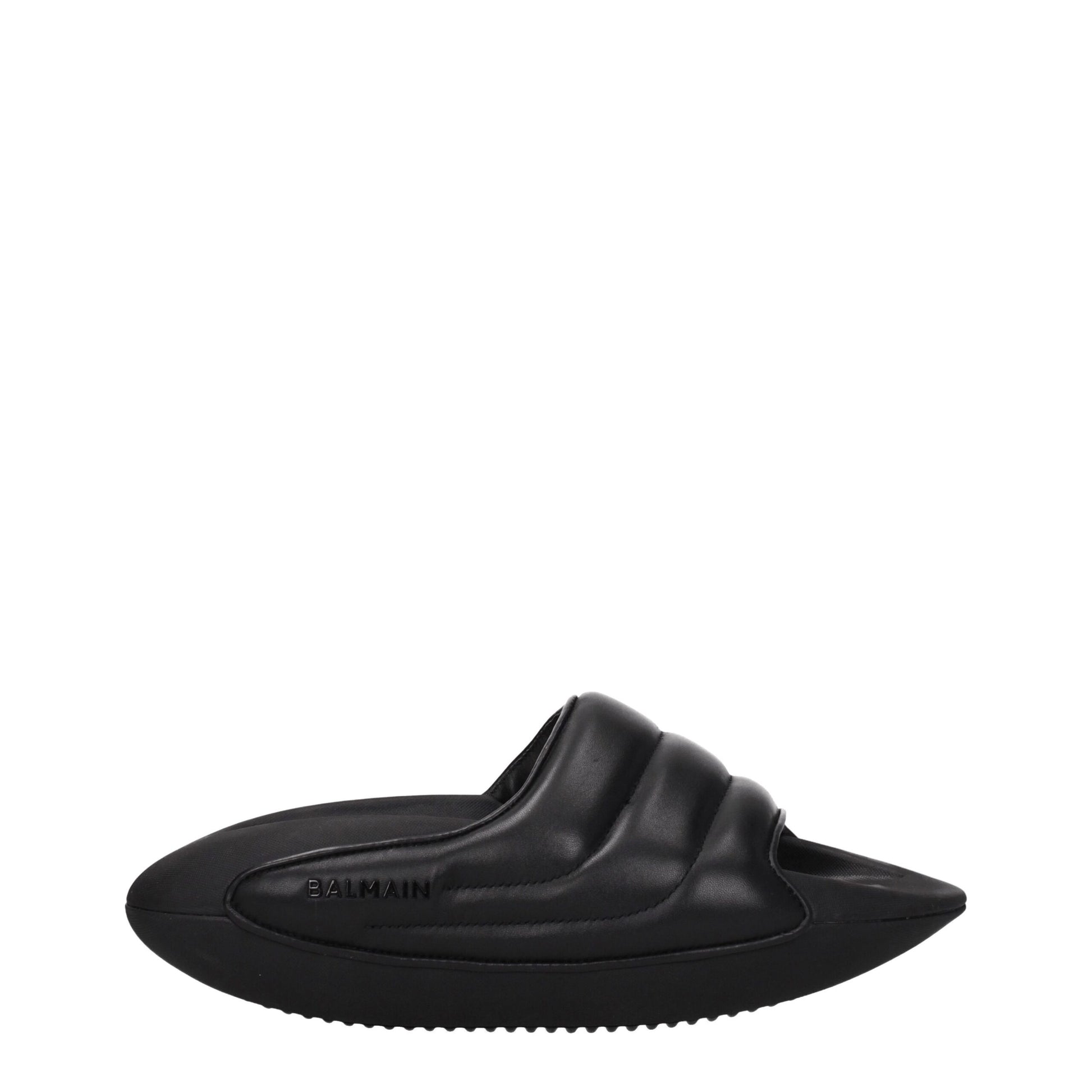 Sandales chaussons en cuir noir Balmain