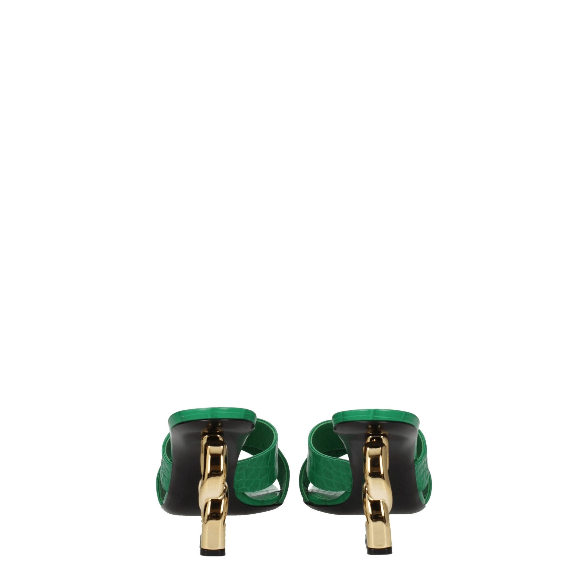 Dolce & Gabbana Green Leather Flat Sandals