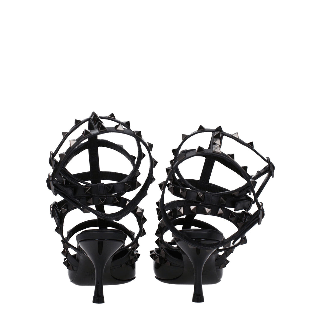 Valentino Garavani Black Leather Stiletto Heels Sandals