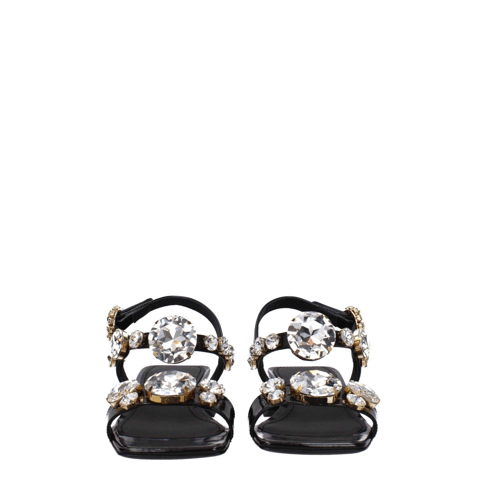 Sandales plates en cuir noir Dolce &amp; Gabbana