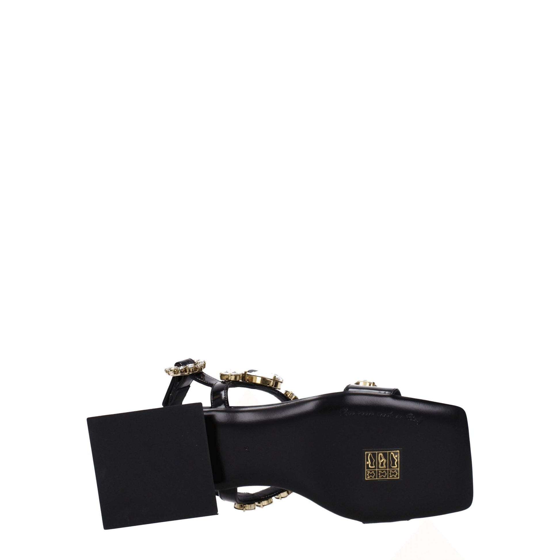 Sandales plates en cuir noir Dolce &amp; Gabbana