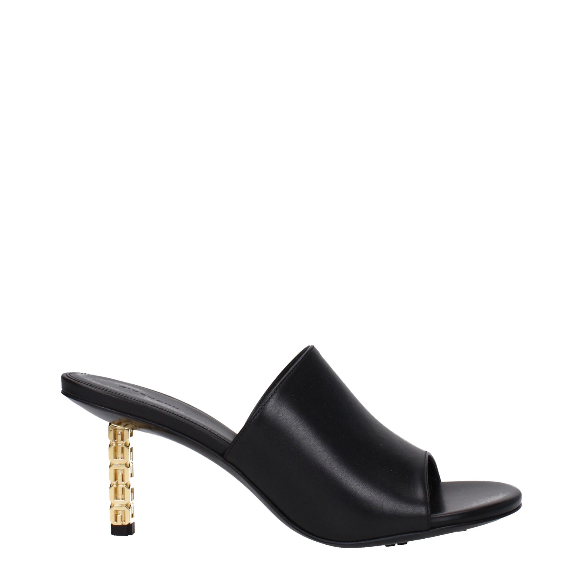 Sandales à talons aiguilles en cuir noir Givenchy