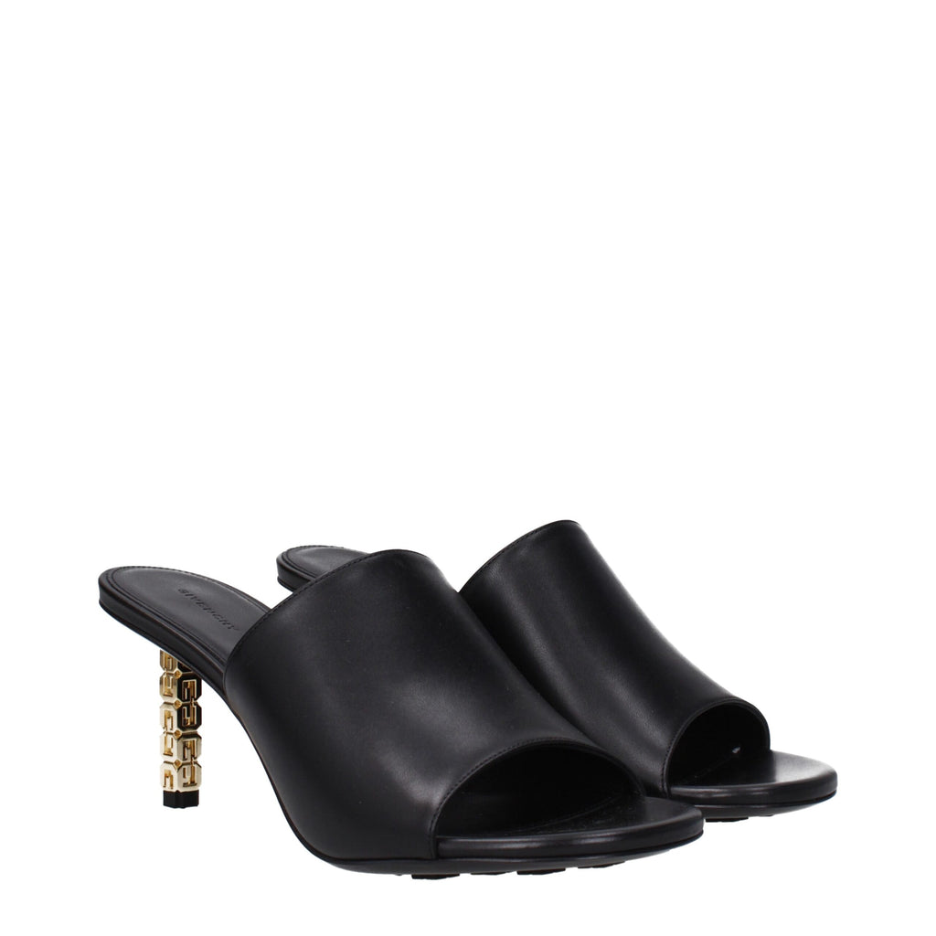 Sandales à talons aiguilles en cuir noir Givenchy