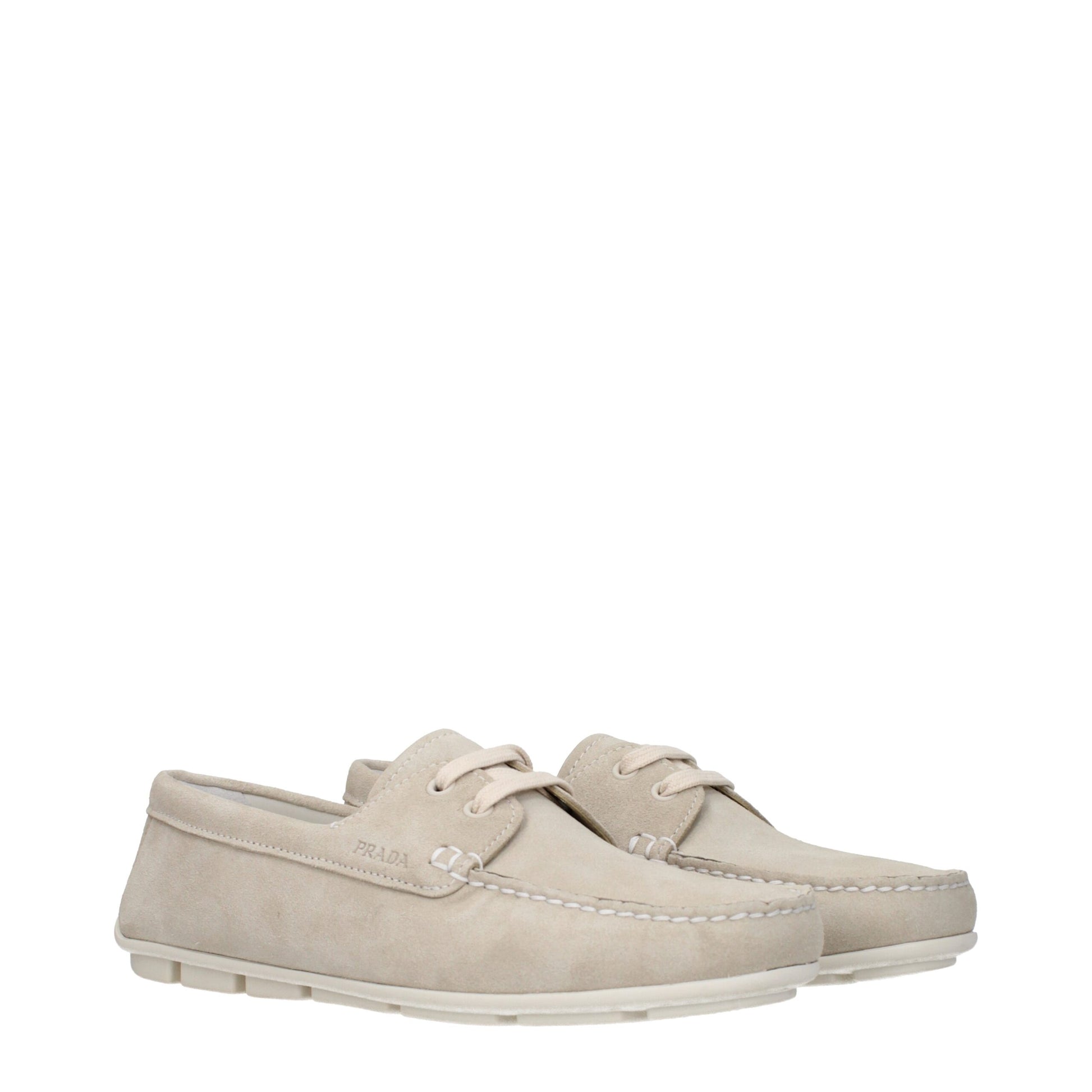 Prada Gray Leather Slip-On Loafers