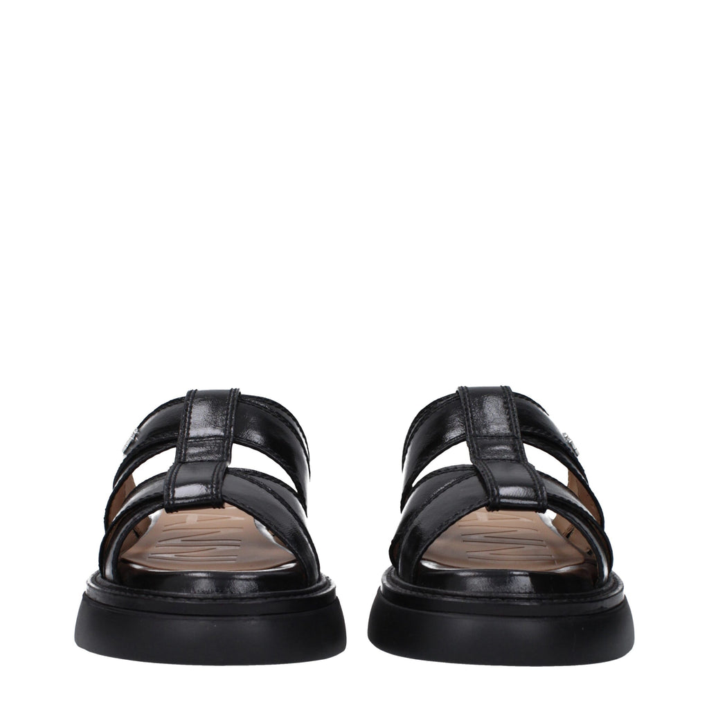 Sandales chaussons en tissu noir Ganni
