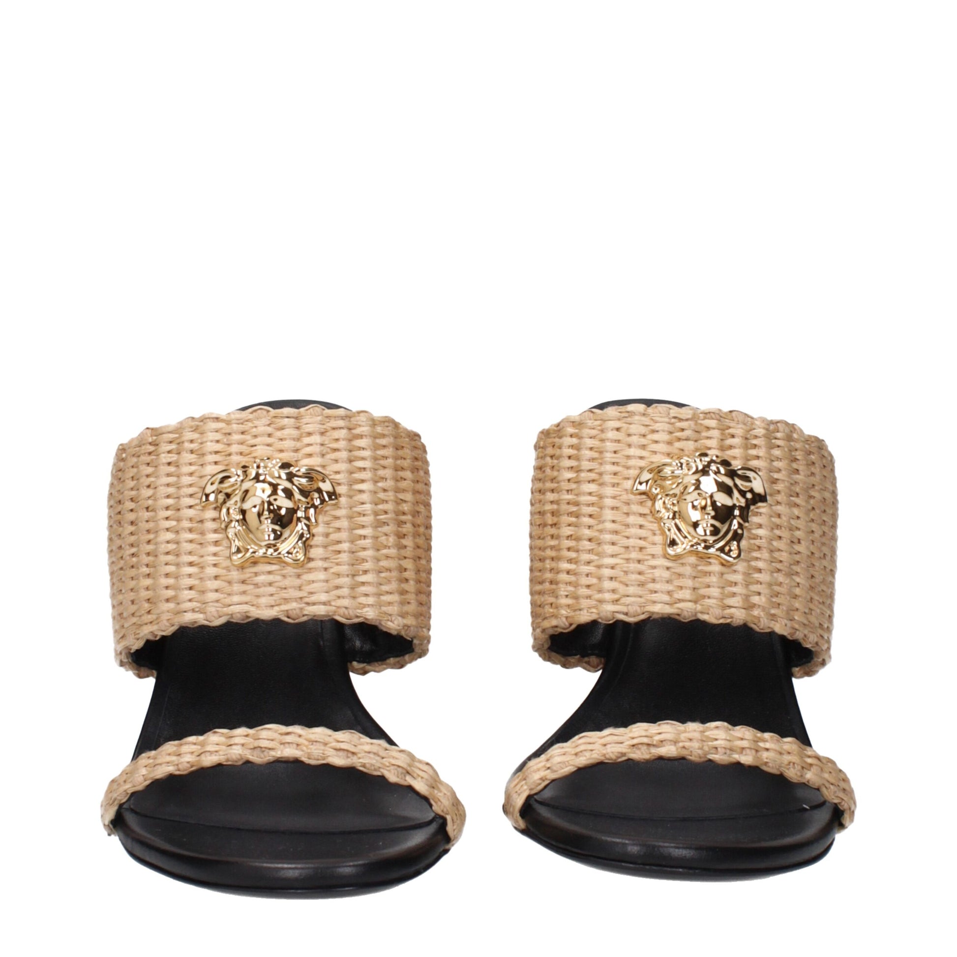 Plateformes Versace en raphia beige