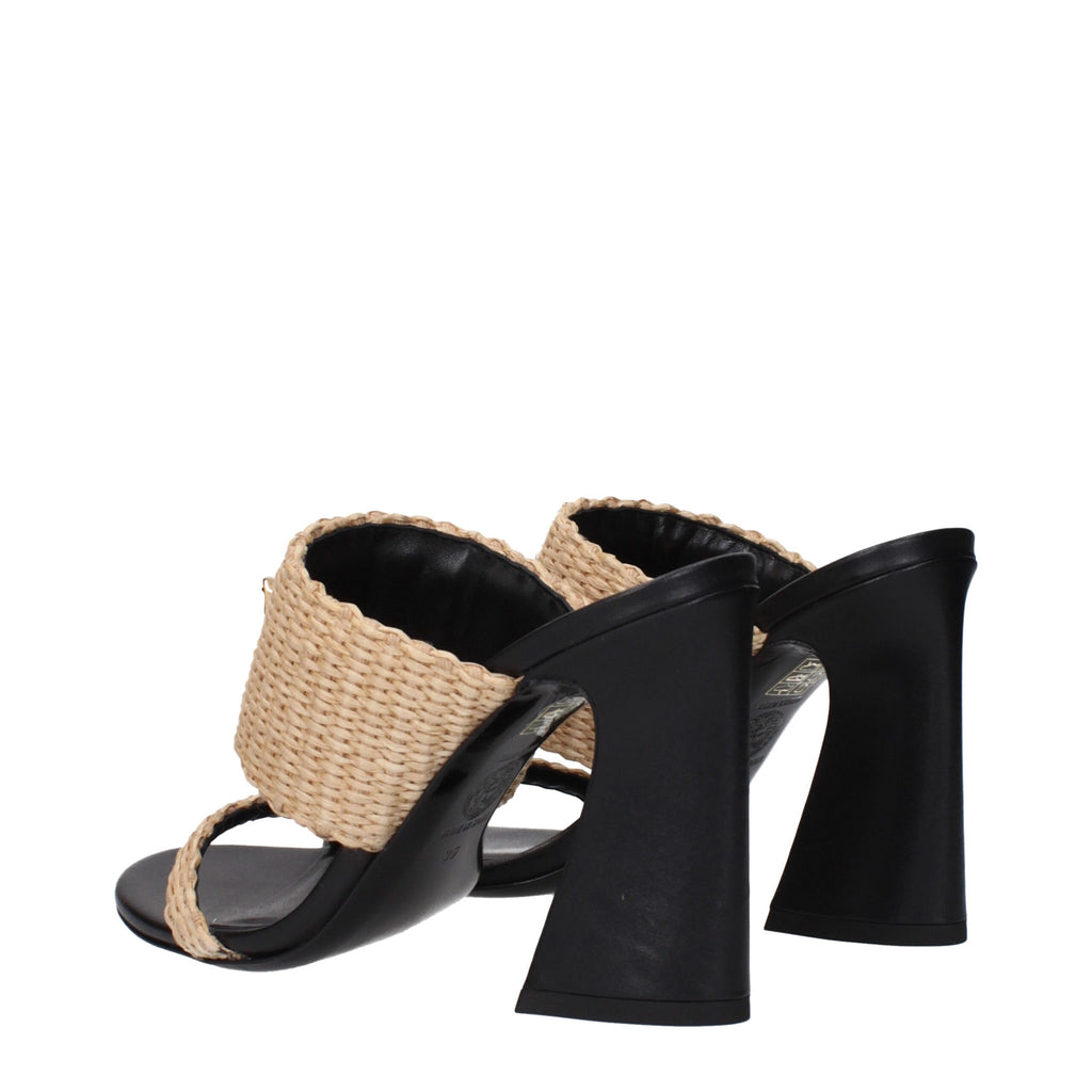 Plateformes Versace en raphia beige