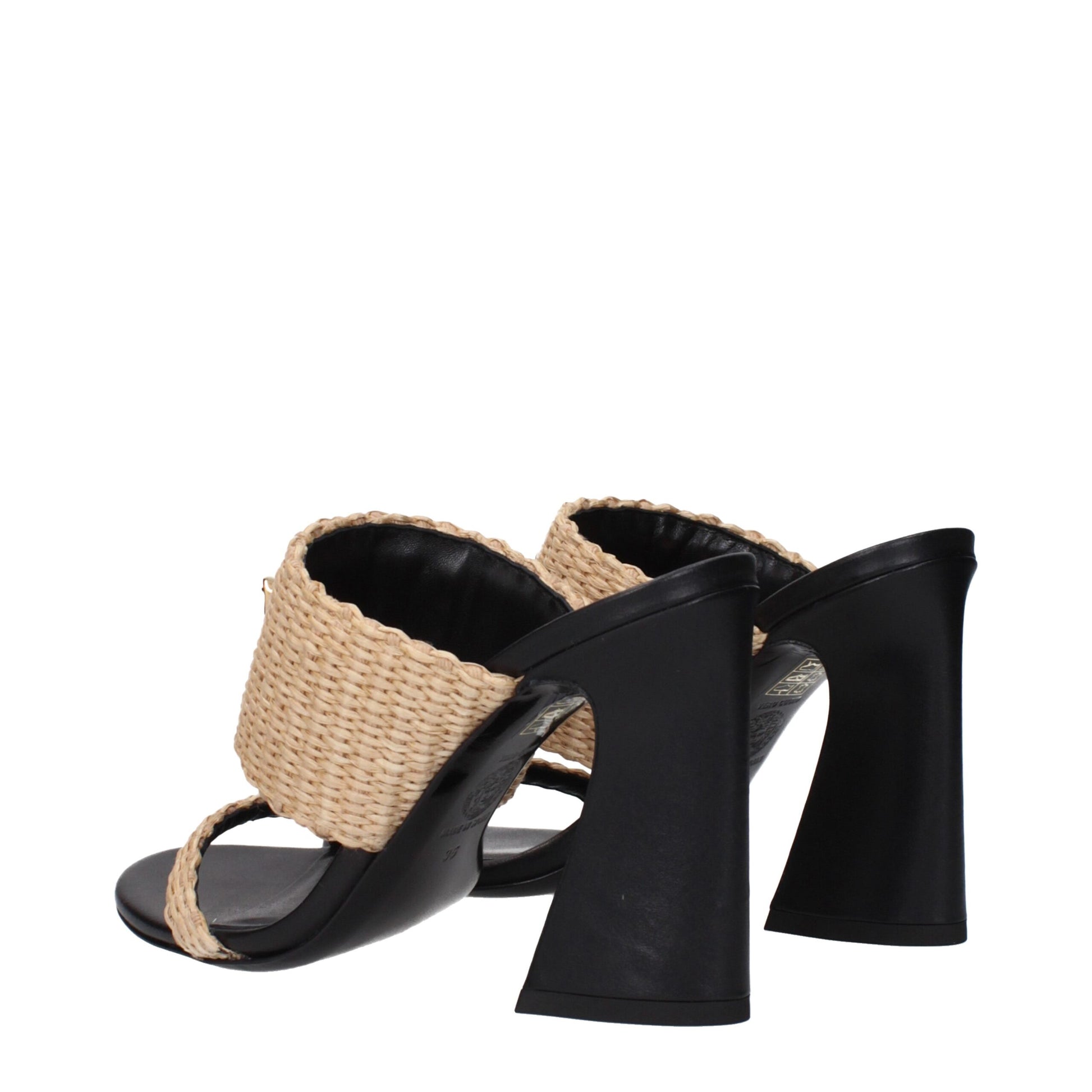 Plateformes Versace en raphia beige