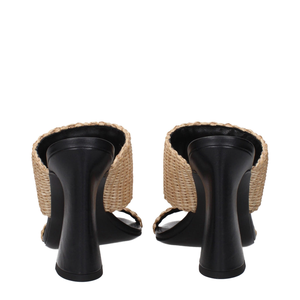 Plateformes Versace en raphia beige