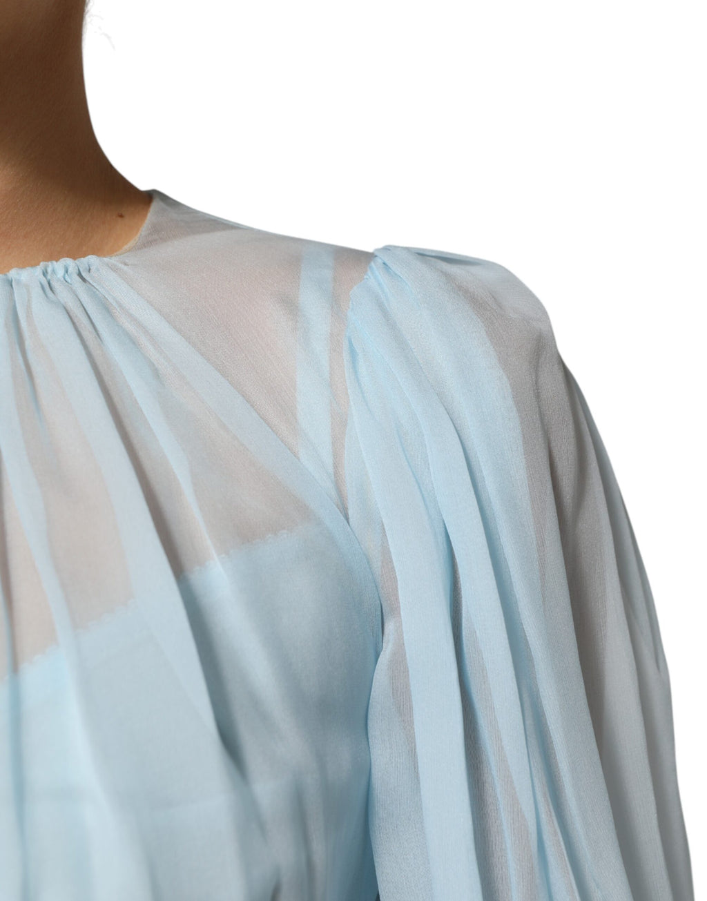 Robe midi bicolore en soie bleu clair fuchsia Dolce &amp; Gabbana