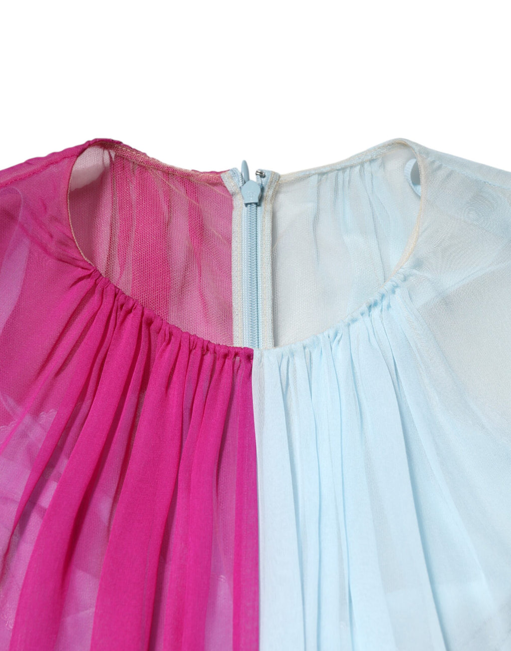 Robe midi bicolore en soie bleu clair fuchsia Dolce &amp; Gabbana