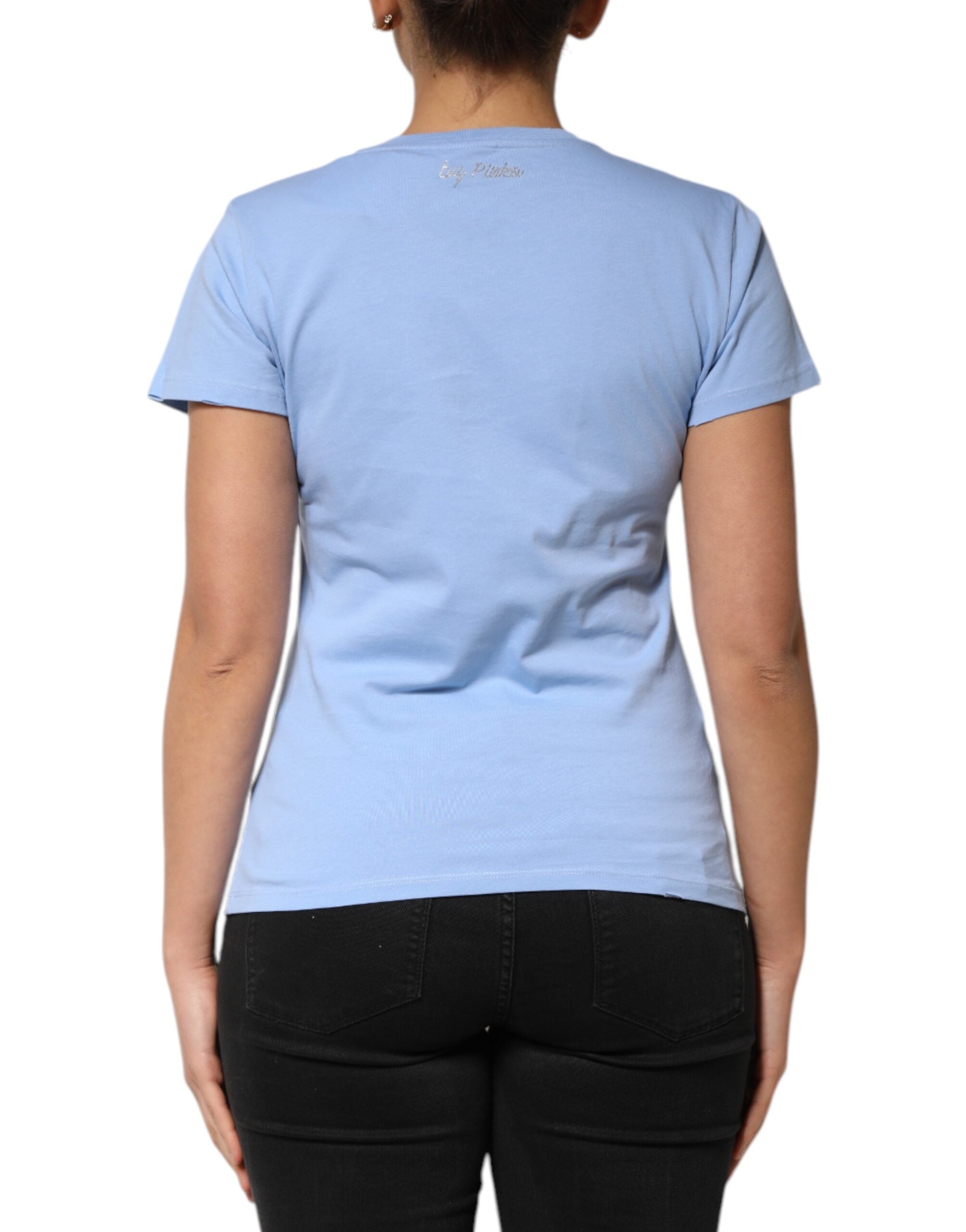 T-shirt à manches courtes orné de sequins PINKO Blue Love Story