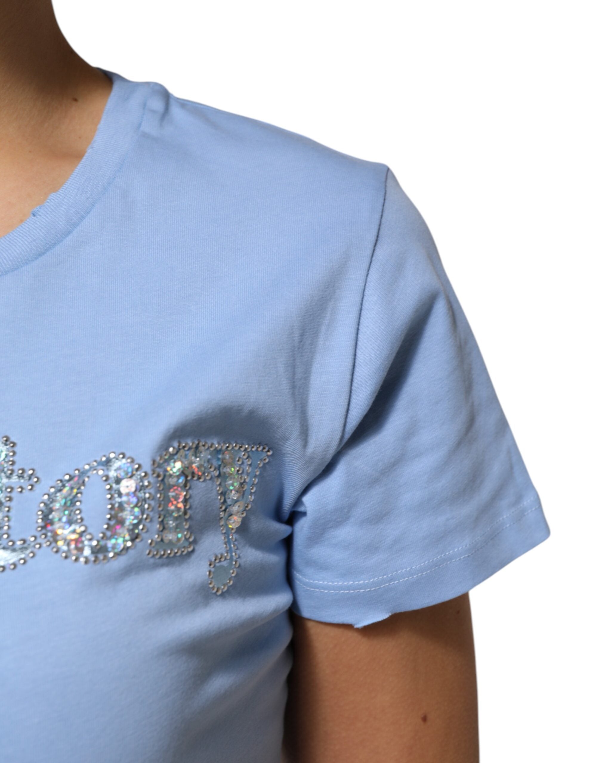 T-shirt à manches courtes orné de sequins PINKO Blue Love Story