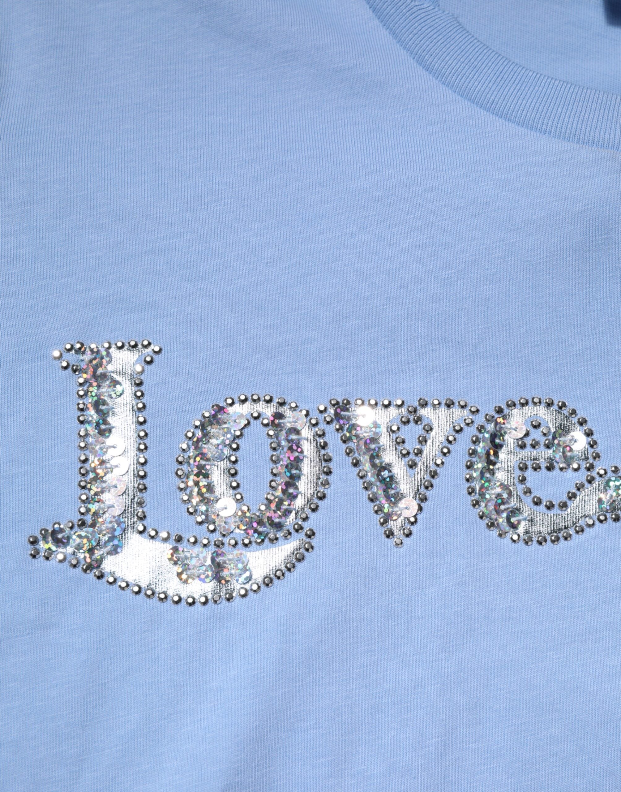 T-shirt à manches courtes orné de sequins PINKO Blue Love Story