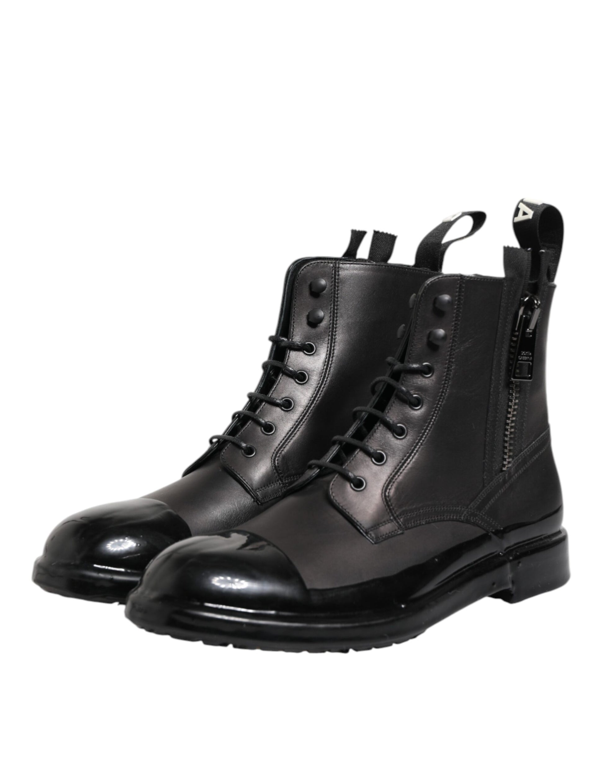 Bottes mi-mollet à lacets marron et noir Dolce &amp; Gabbana pour homme