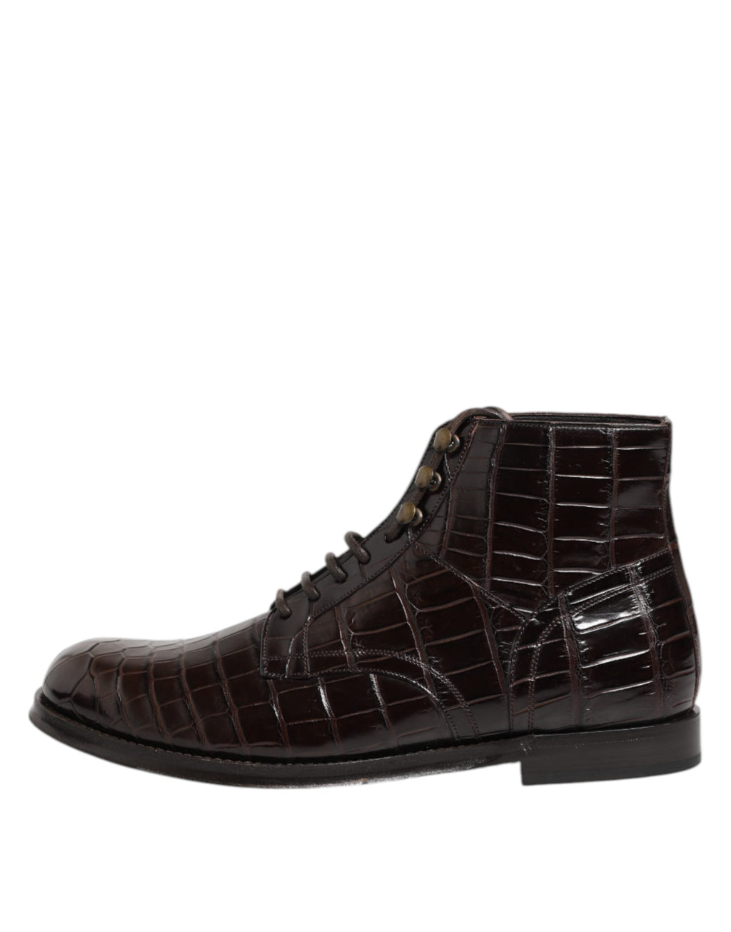 Bottines courtes à lacets en cuir marron foncé Dolce &amp; Gabbana