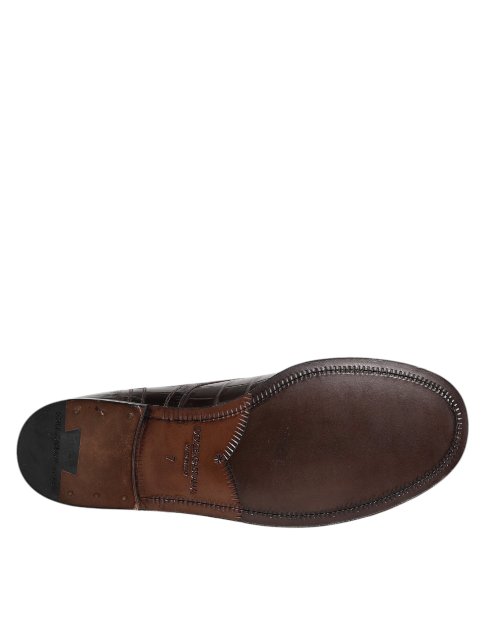 Bottines courtes à lacets en cuir marron foncé Dolce &amp; Gabbana
