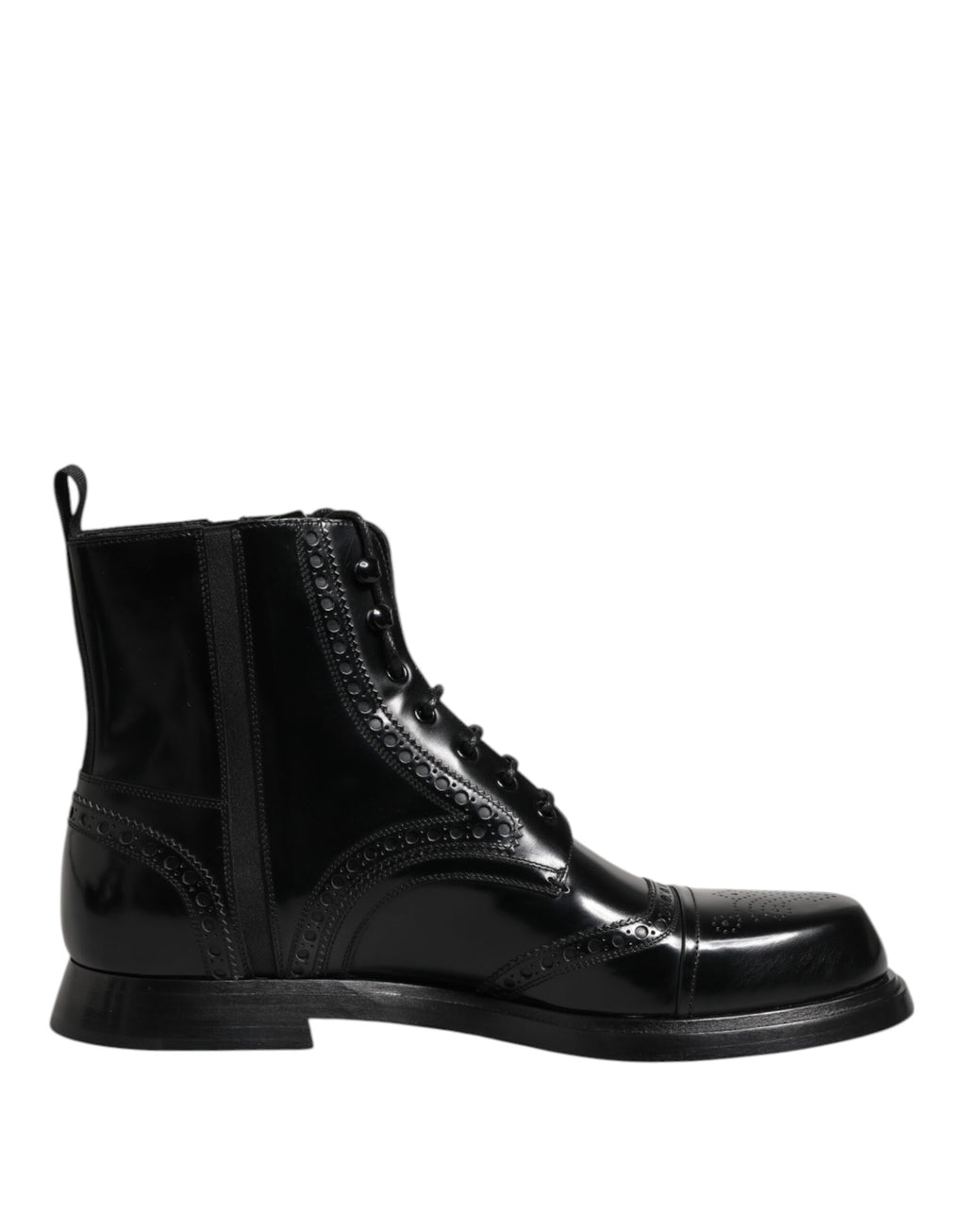 Bottes mi-mollet à lacets en cuir noir Dolce &amp; Gabbana