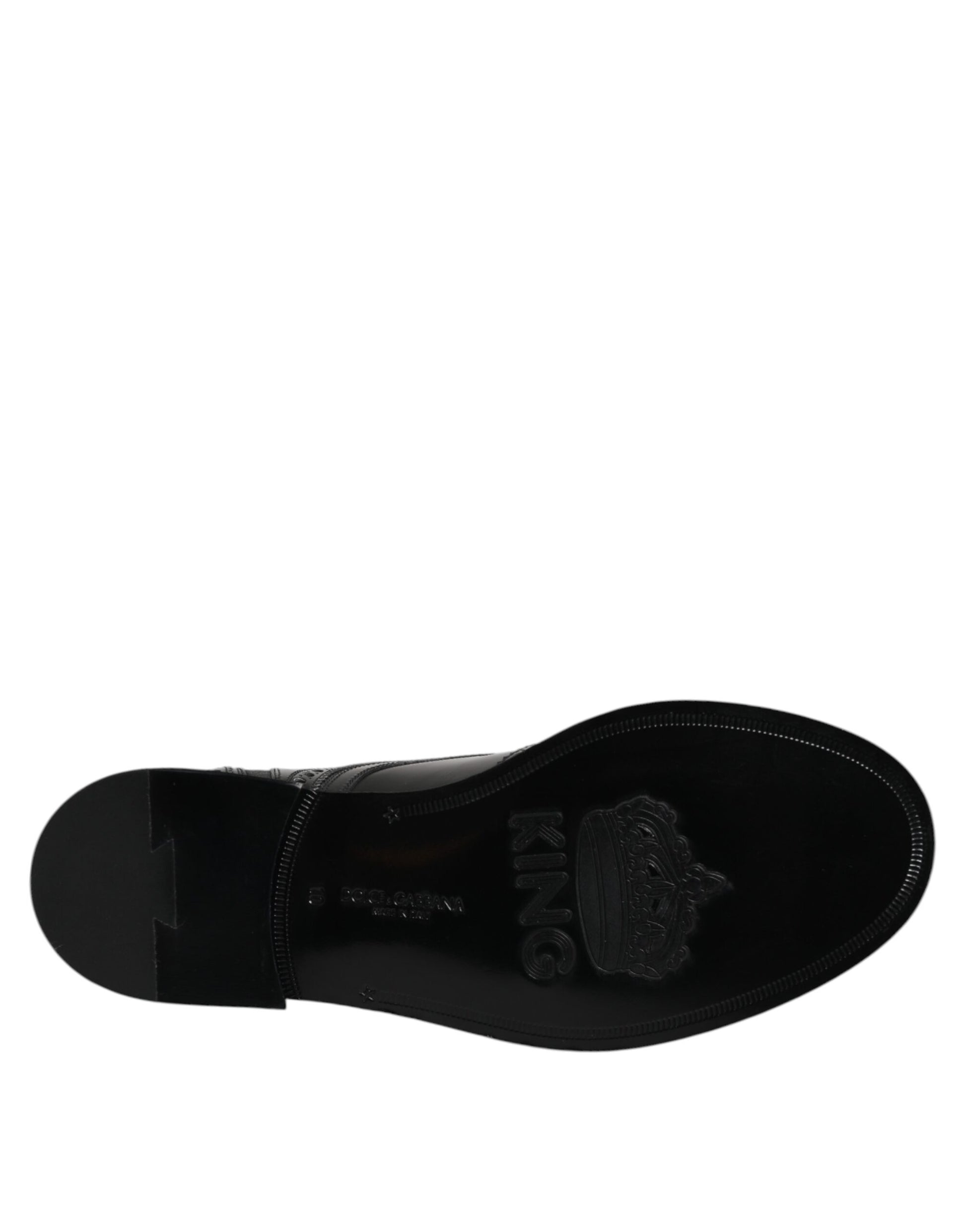 Bottes mi-mollet à lacets en cuir noir Dolce &amp; Gabbana