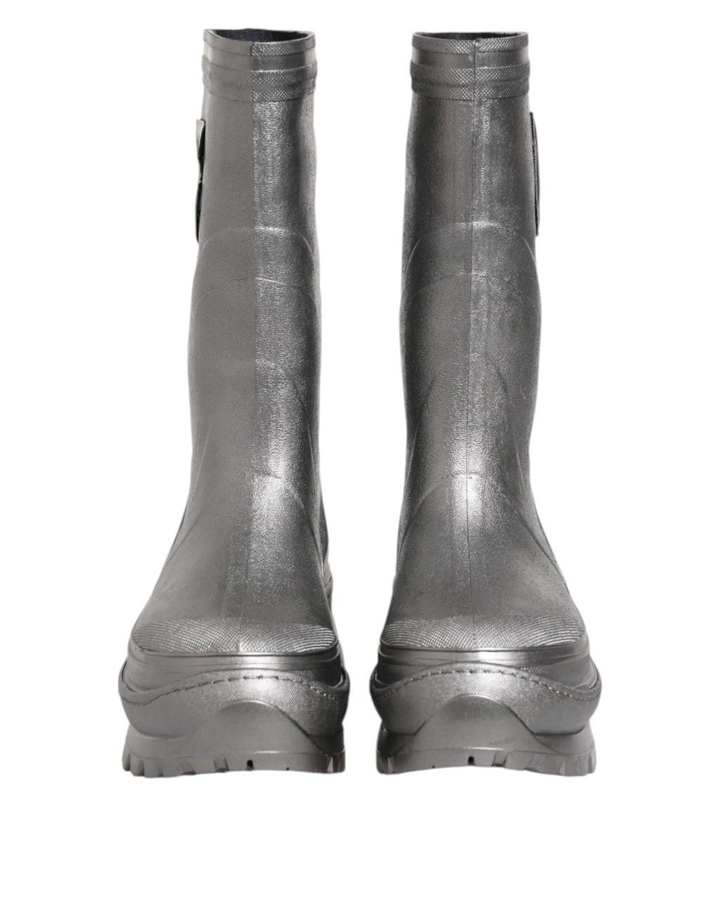Bottes de pluie à enfiler Dolce &amp; Gabbana argentées métallisées