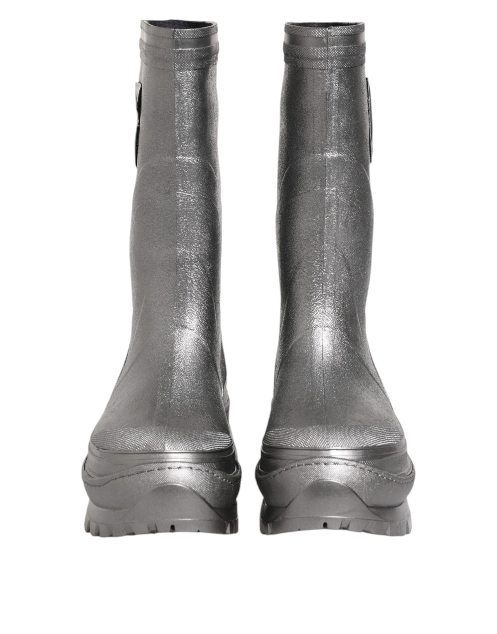 Bottes de pluie à enfiler Dolce &amp; Gabbana argentées métallisées