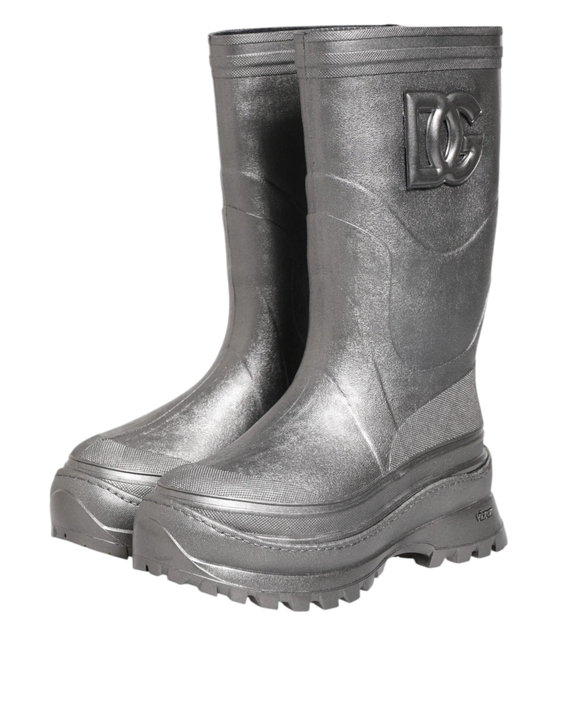 Bottes de pluie à enfiler Dolce &amp; Gabbana argentées métallisées