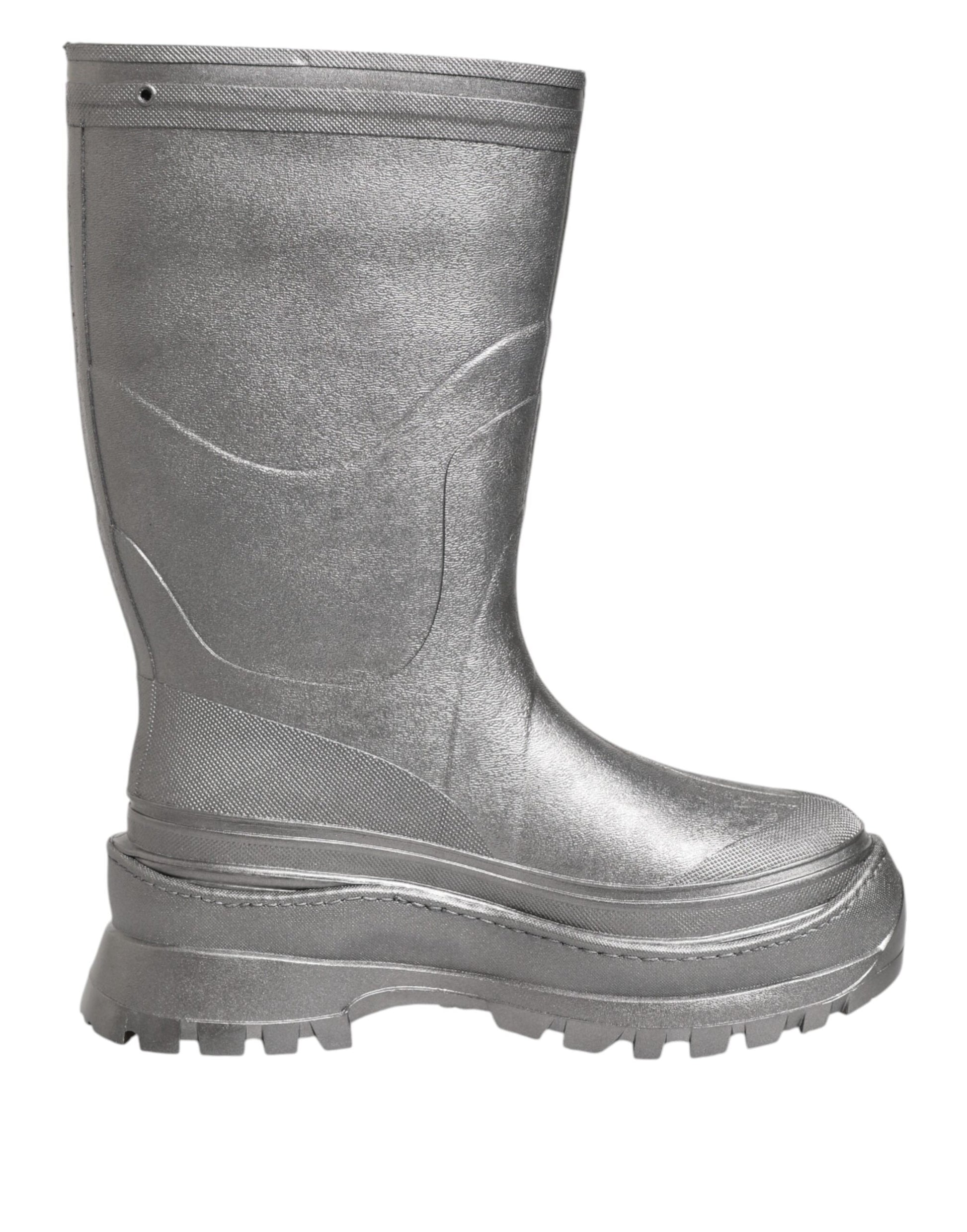 Bottes de pluie à enfiler Dolce &amp; Gabbana argentées métallisées