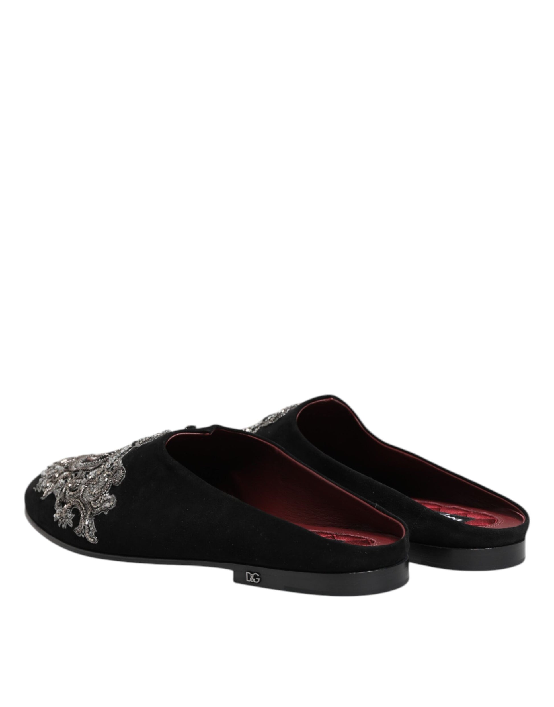 Claquettes en velours noir Dolce &amp; Gabbana DG Crown
