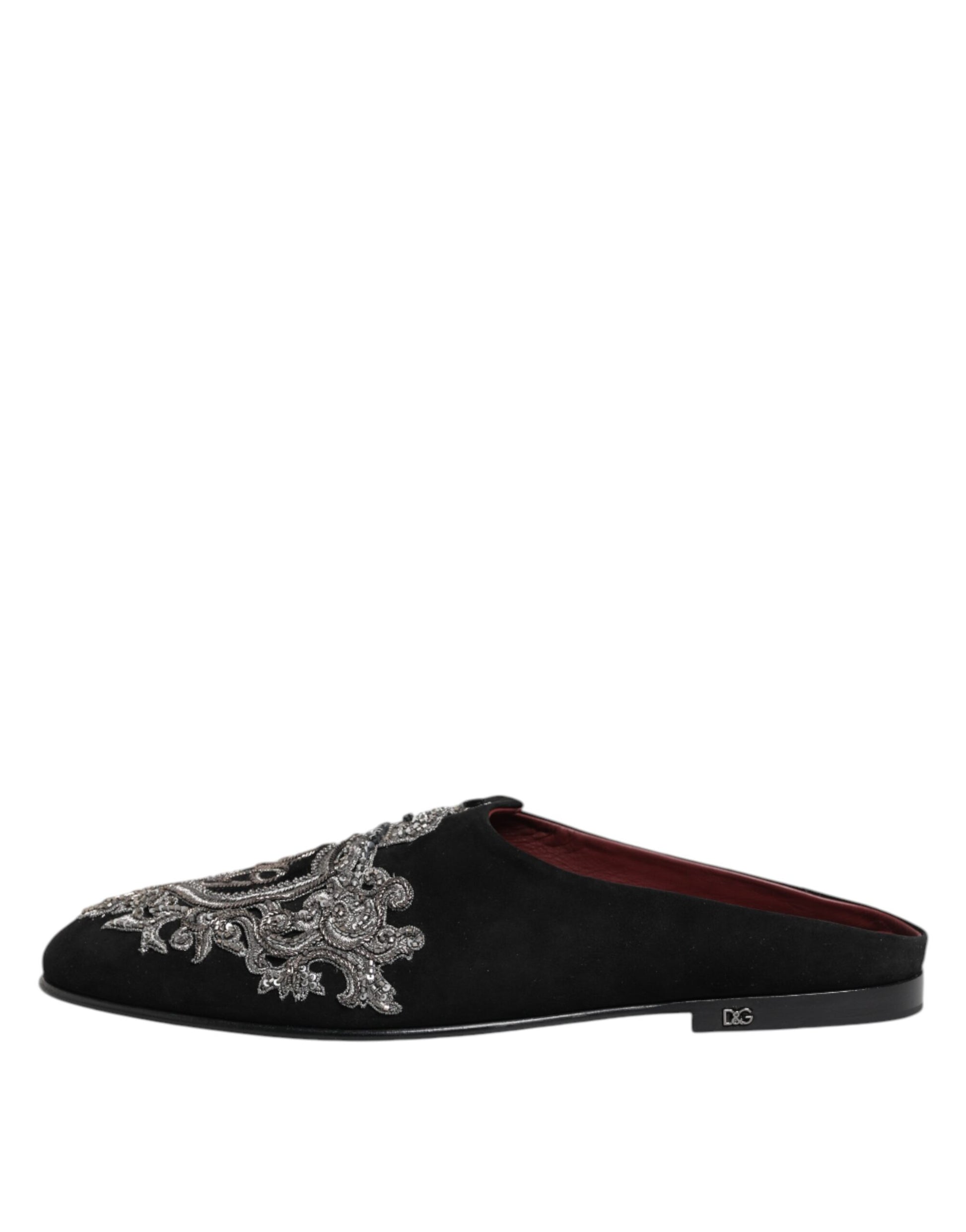 Claquettes en velours noir Dolce &amp; Gabbana DG Crown