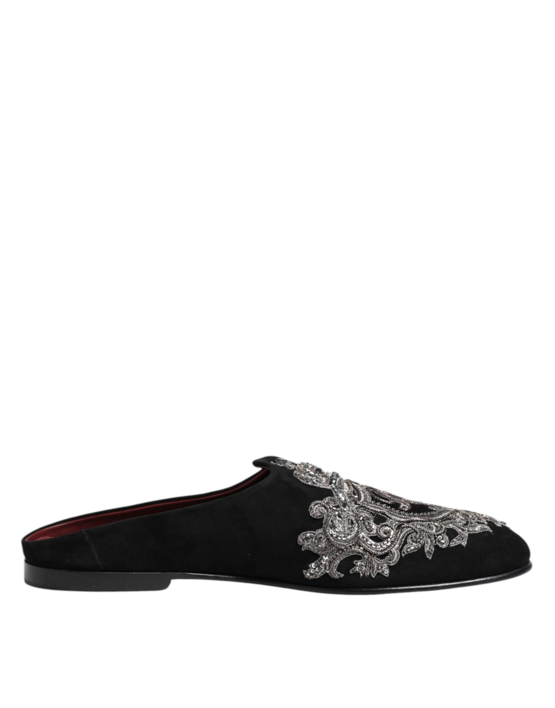 Claquettes en velours noir Dolce &amp; Gabbana DG Crown