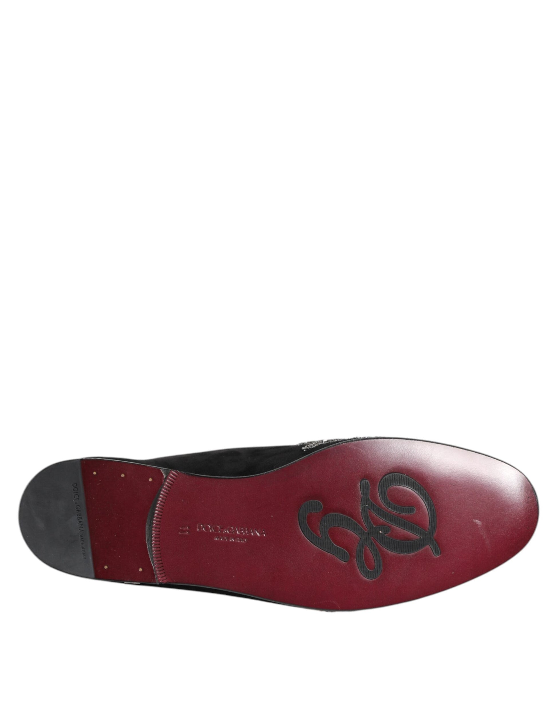 Claquettes en velours noir Dolce &amp; Gabbana DG Crown